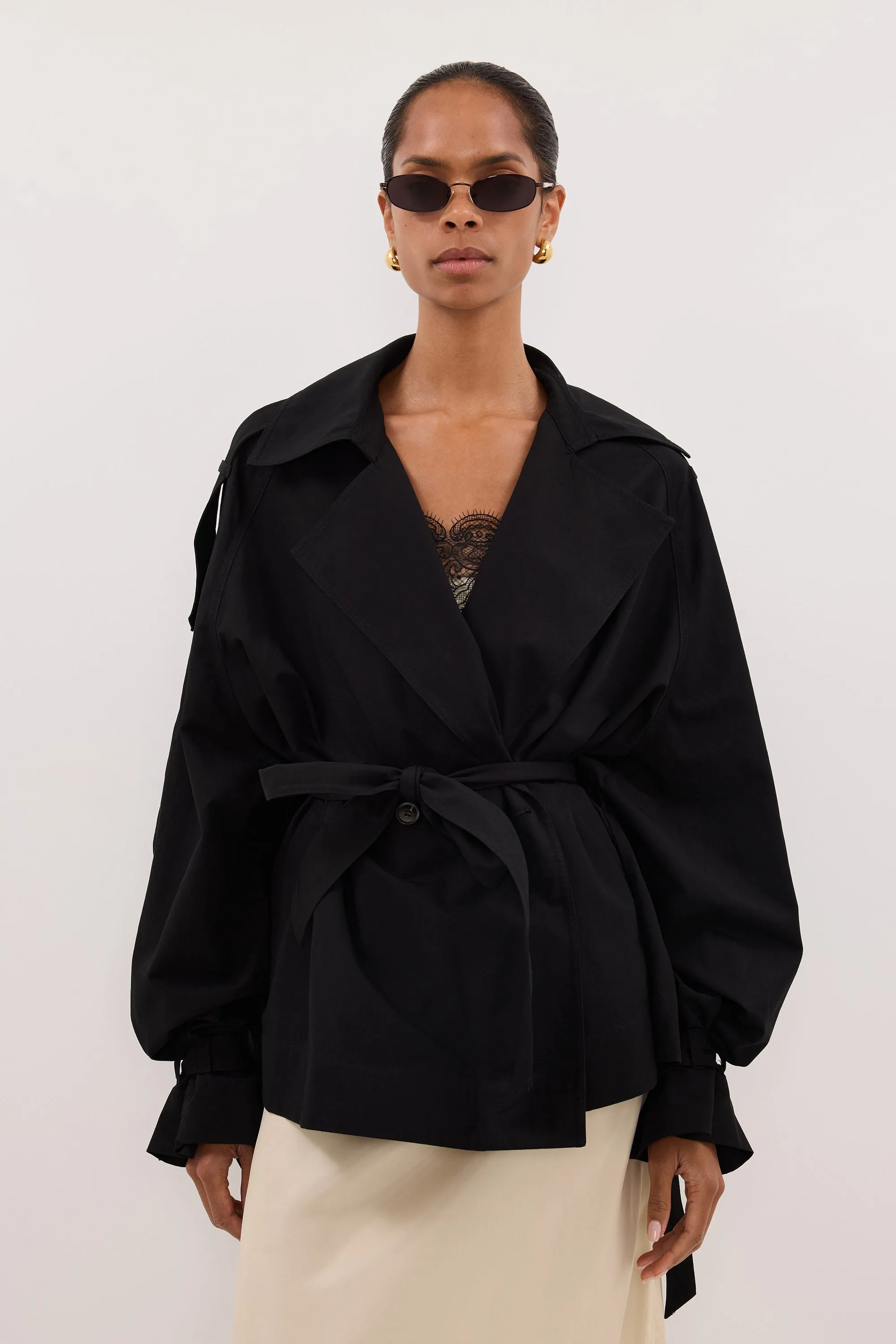 NINA BLACK LIGHTWEIGHT MINI TRENCH sold by Dissh product image thumbnail 2