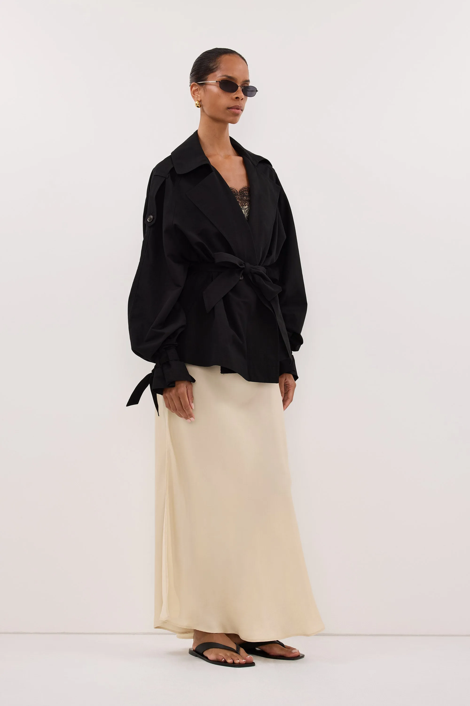 NINA BLACK LIGHTWEIGHT MINI TRENCH sold by Dissh product image thumbnail 3