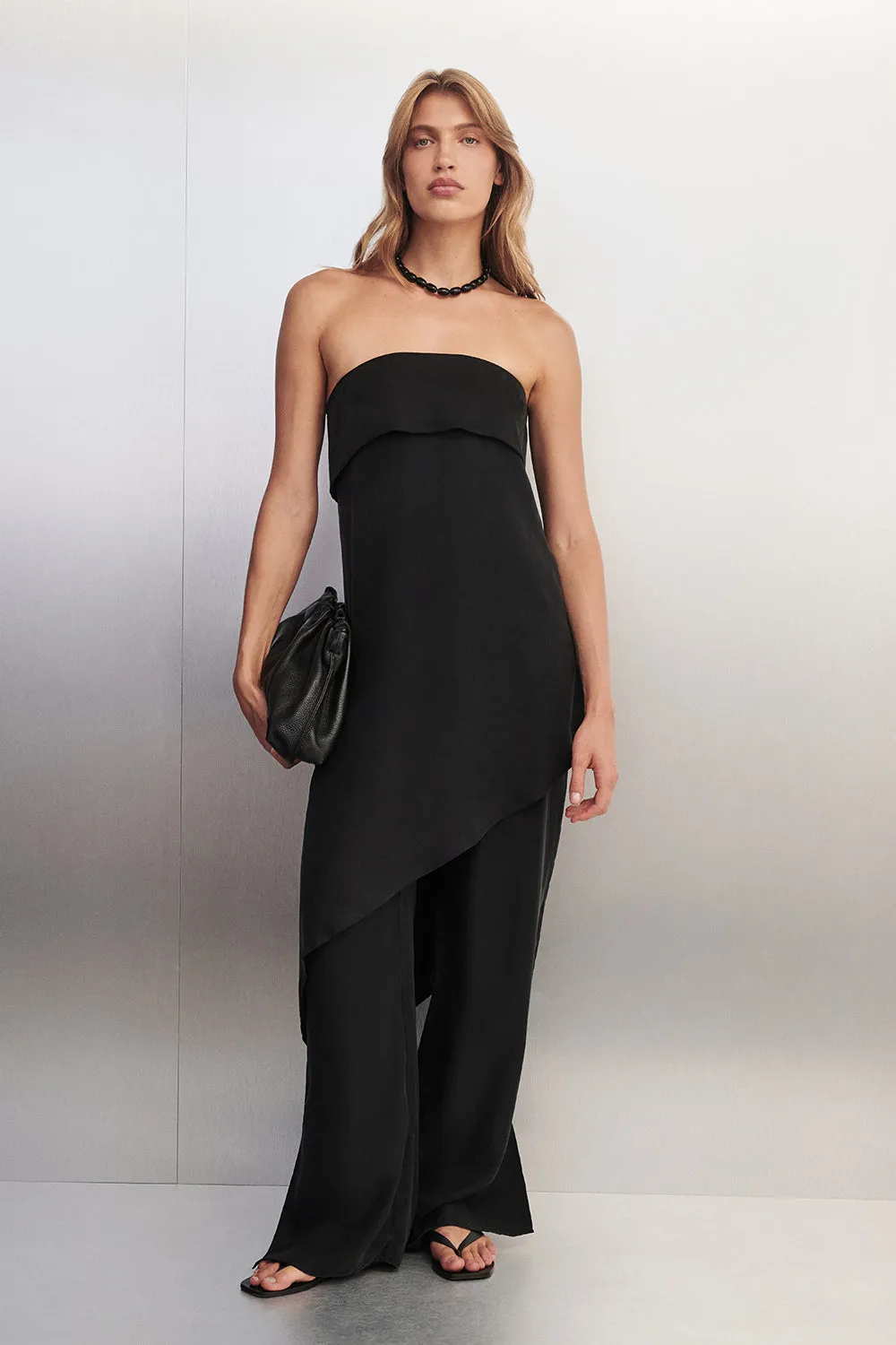 VENUS BLACK CUPRO ASYM TOP sold by Dissh