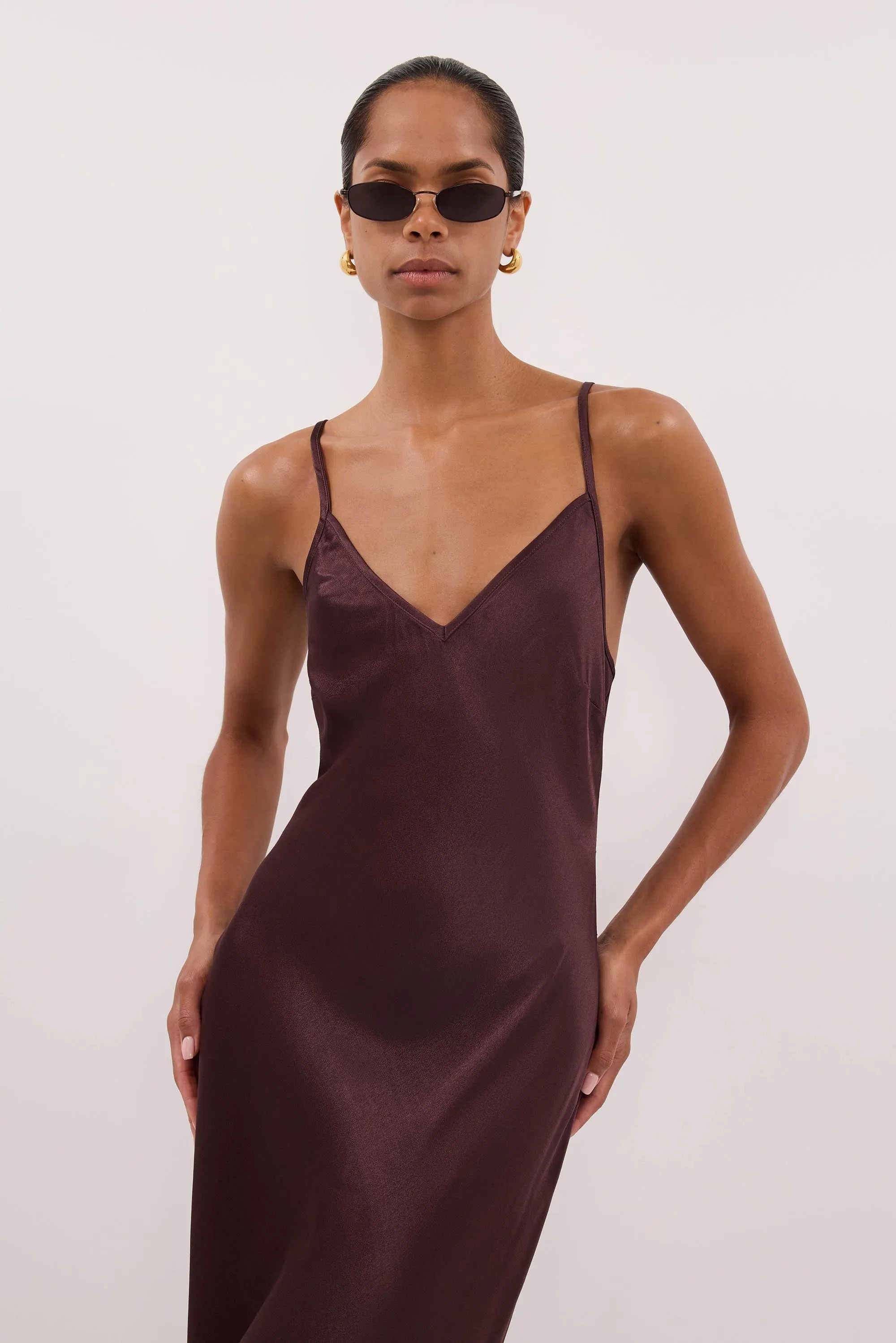 JOEY PLUM CHOC SATIN MAXI DRESS sold by Dissh product image thumbnail 2