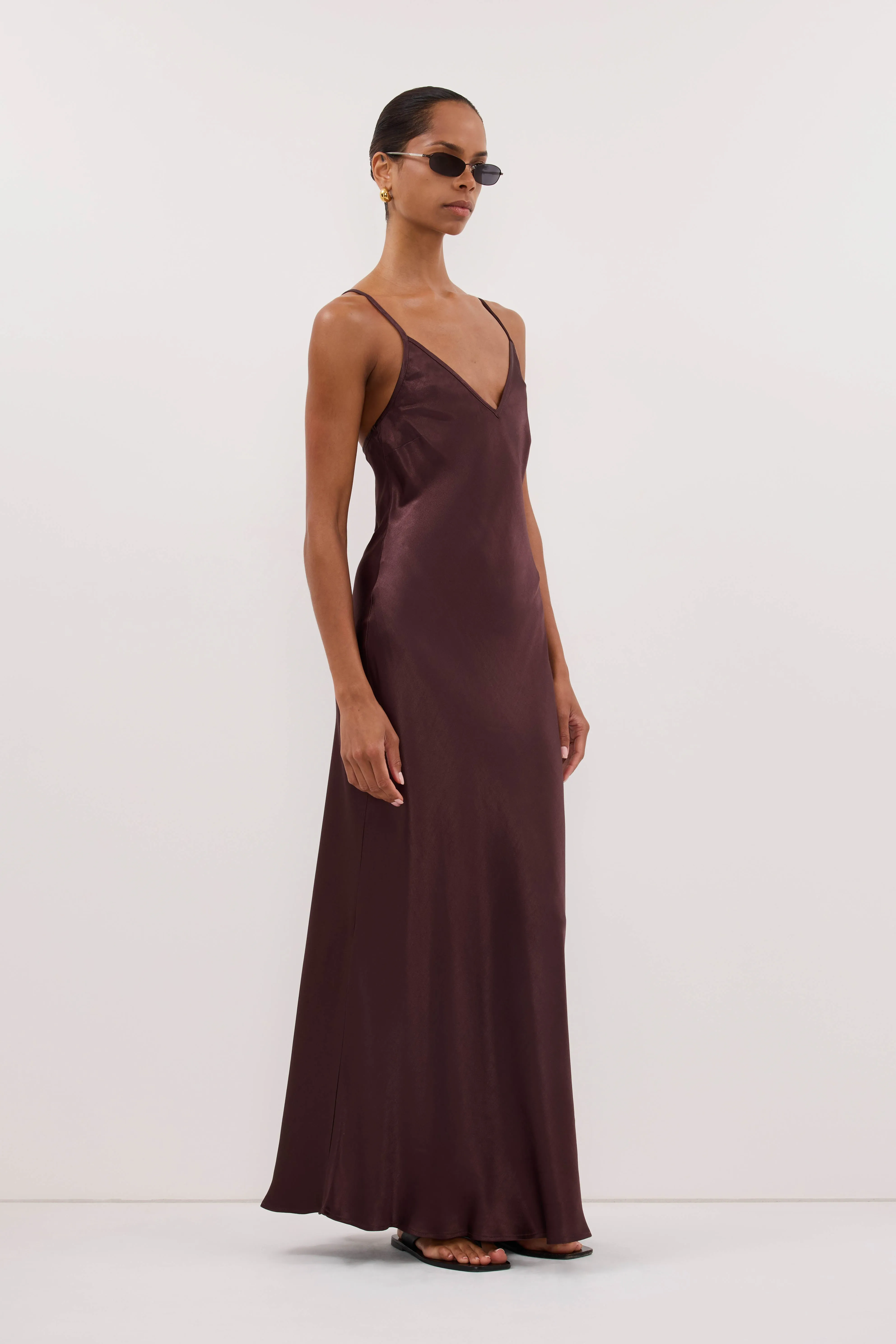 JOEY PLUM CHOC SATIN MAXI DRESS sold by Dissh product image thumbnail 3