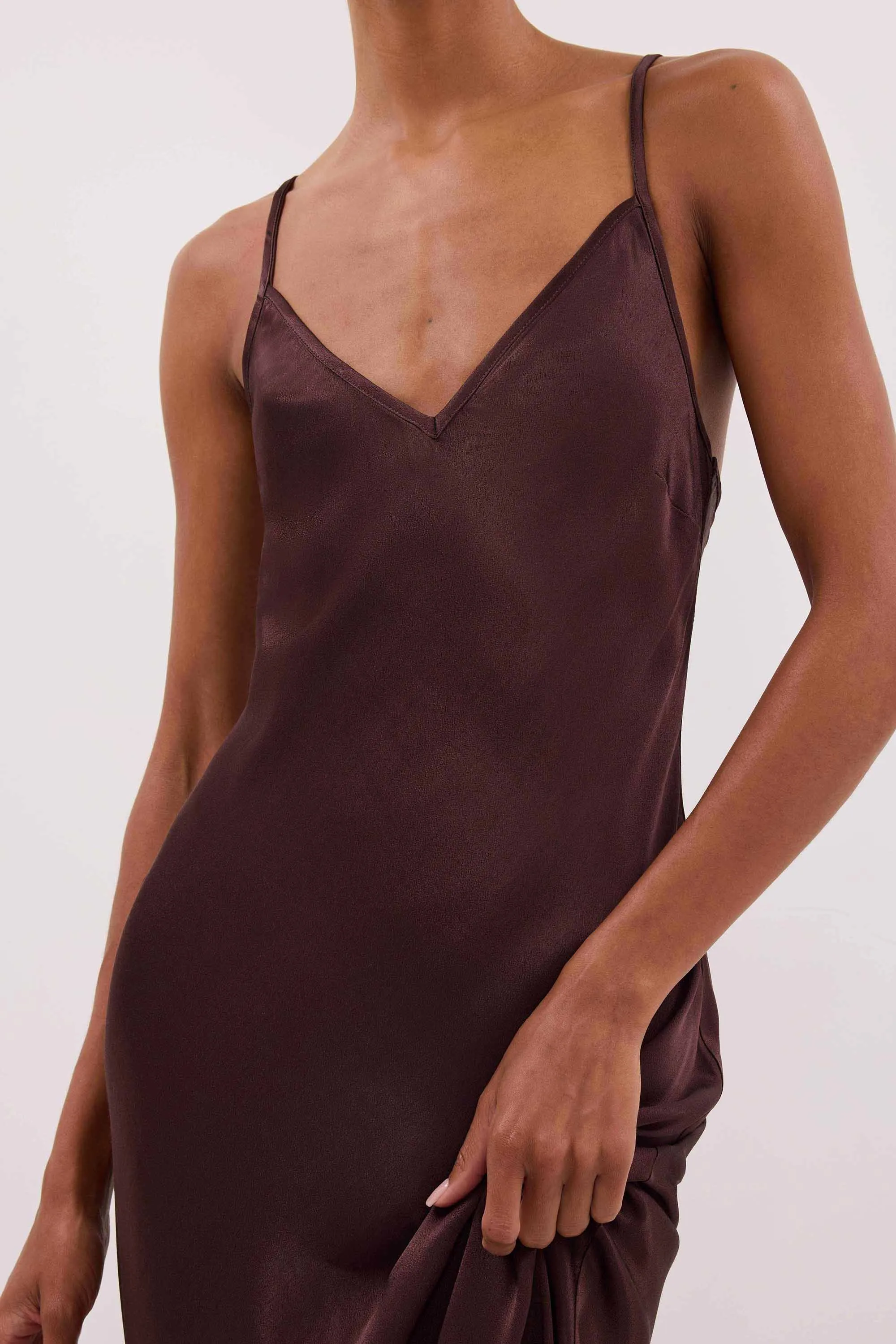 JOEY PLUM CHOC SATIN MAXI DRESS sold by Dissh product image thumbnail 5