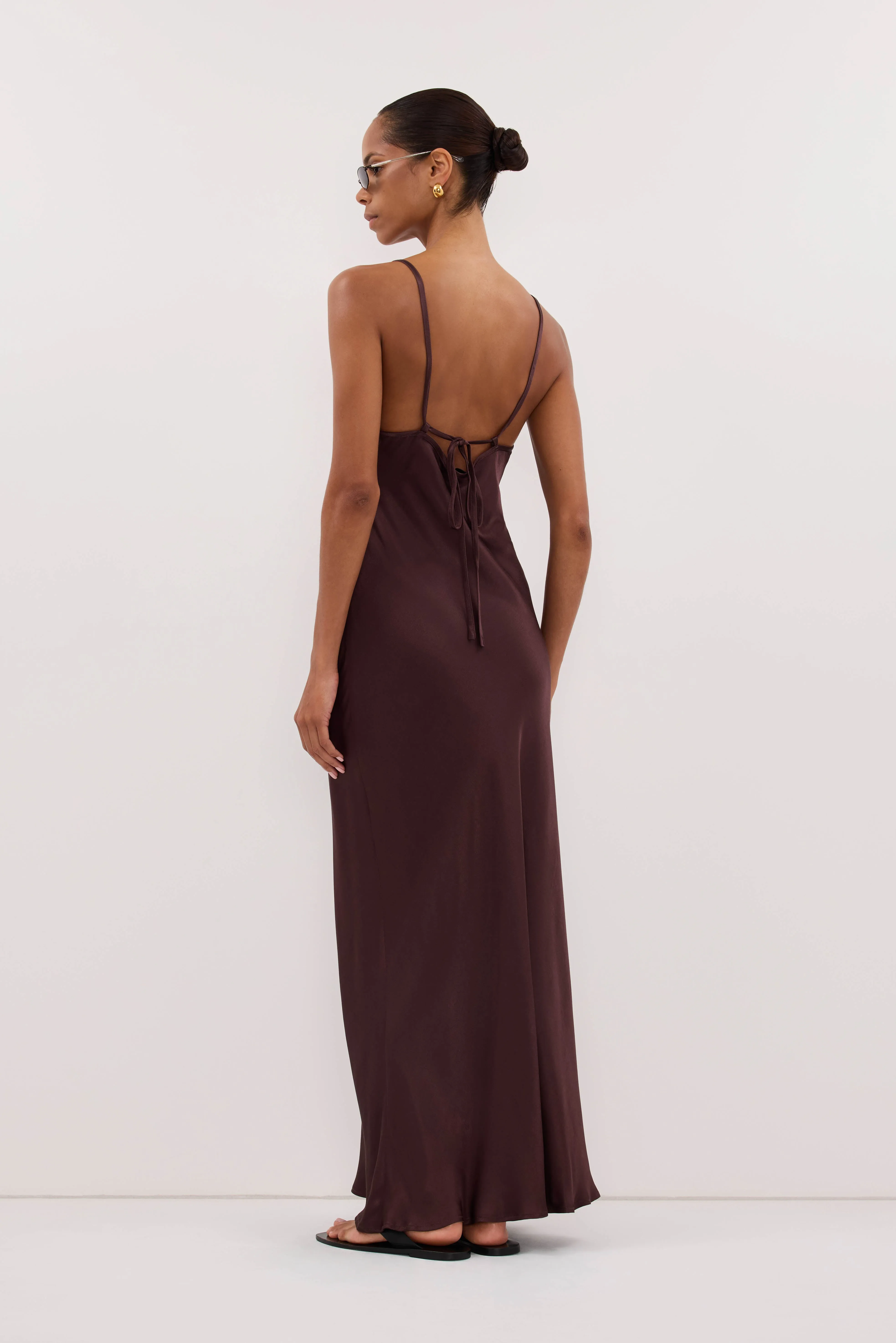 JOEY PLUM CHOC SATIN MAXI DRESS sold by Dissh product image thumbnail 4
