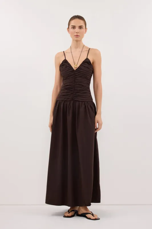 ALEXIA BURNT CHOC COTTON MIDI DRESS made by Dissh