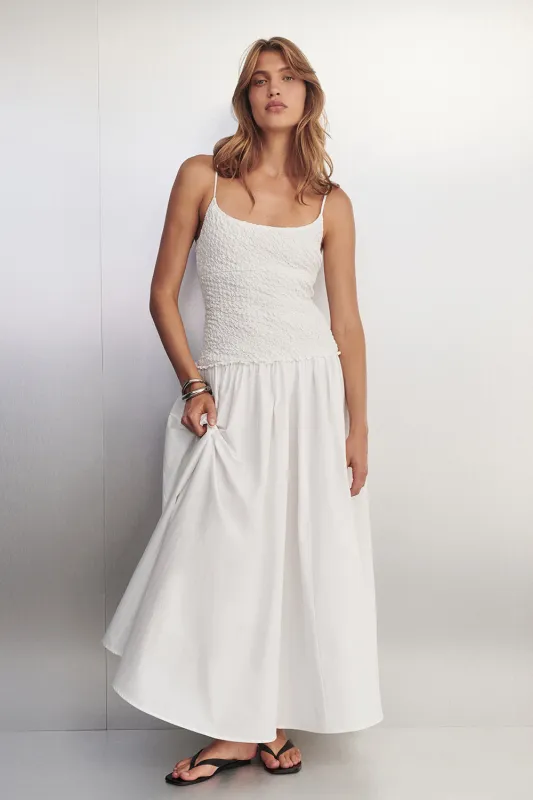 IZAIAH WHITE COTTON MIDI DRESS made by Dissh
