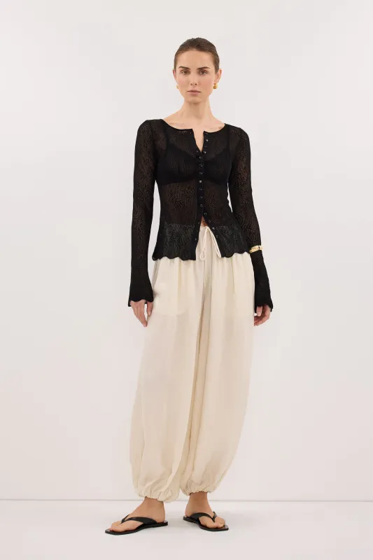 DELIA BLACK LACE BUTTON FRONT TOP made by Dissh