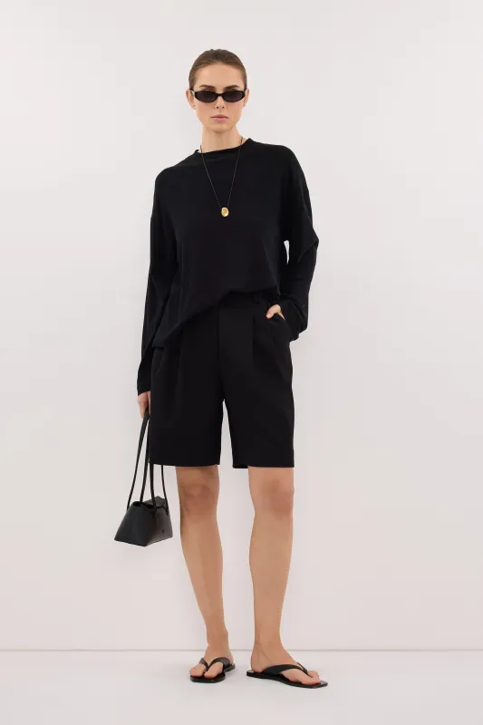 SLOANE BLACK LONG SLEEVE CREW KNIT TOP made by Dissh