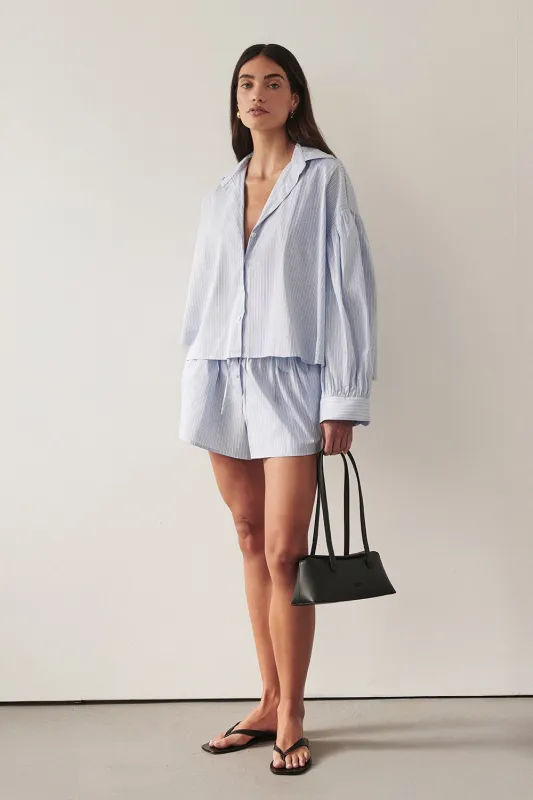 BERNICE BLUE STRIPE COTTON BLEND SHIRT made by Dissh