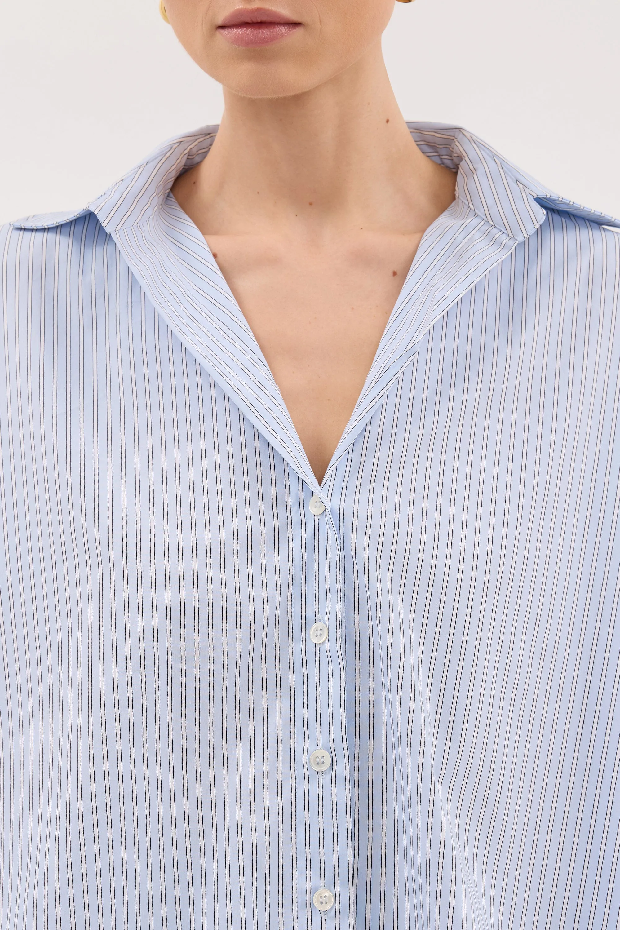 BERNICE BLUE STRIPE COTTON BLEND SHIRT sold by Dissh product image thumbnail 5