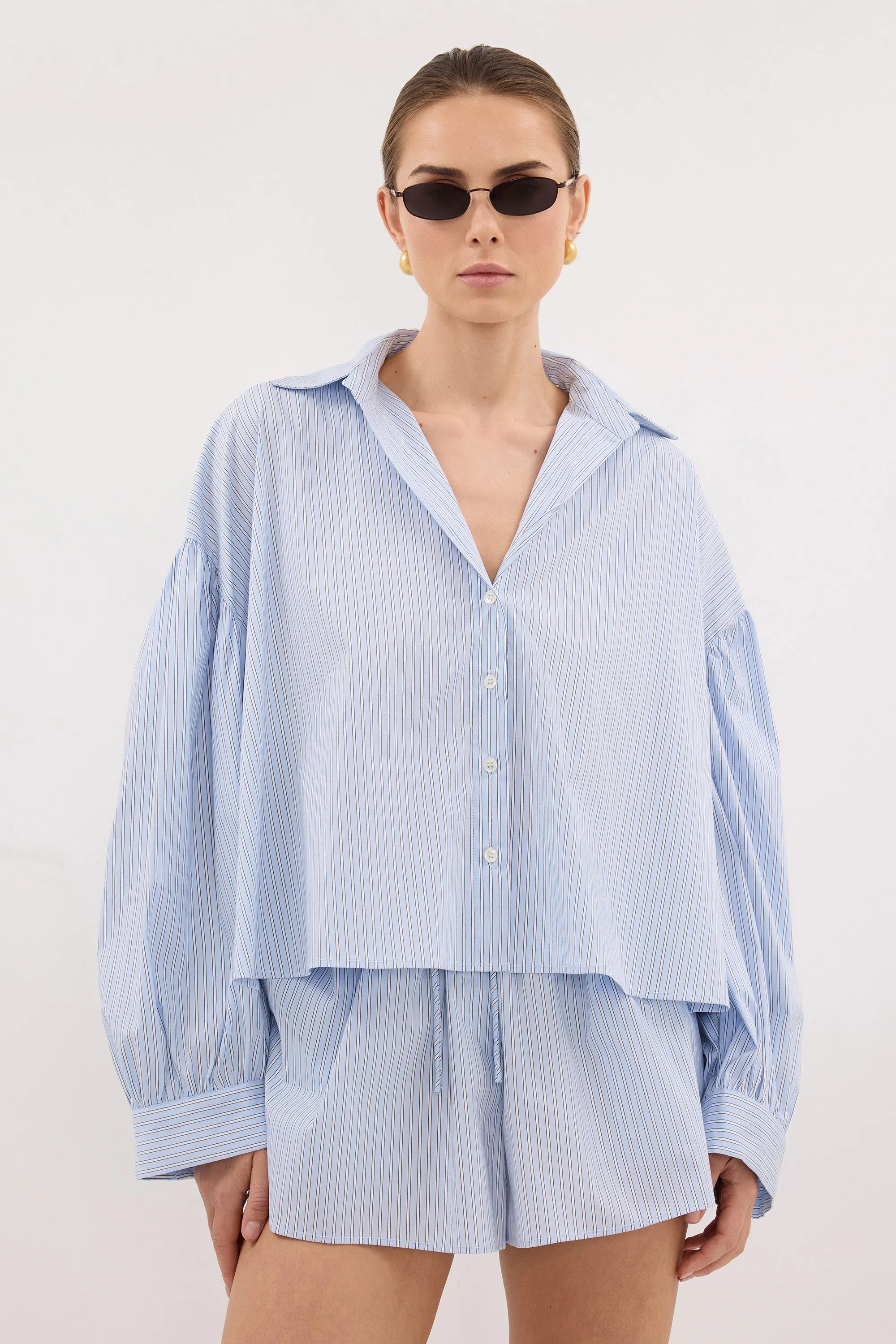 BERNICE BLUE STRIPE COTTON BLEND SHIRT sold by Dissh product image thumbnail 2