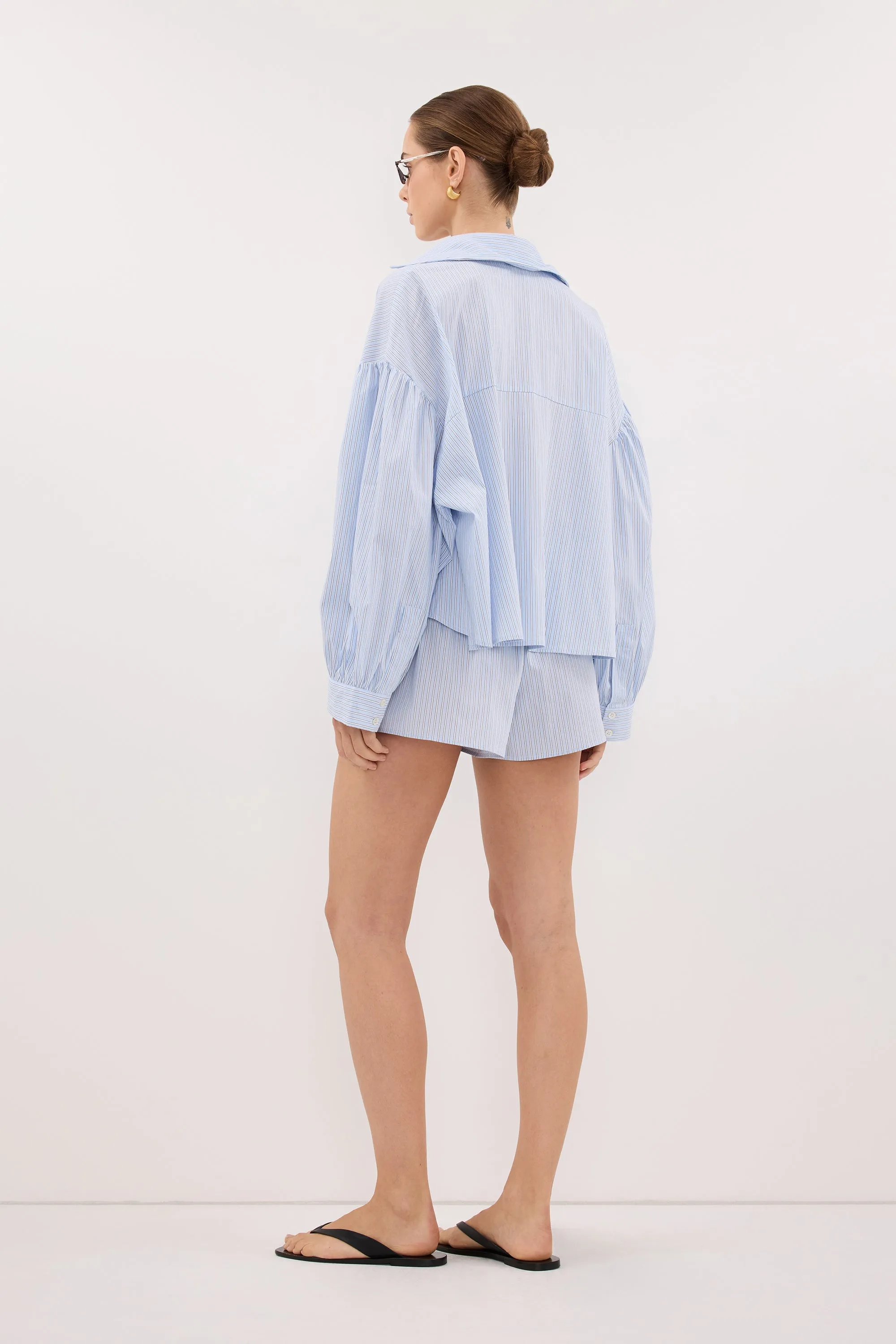 BERNICE BLUE STRIPE COTTON BLEND SHIRT sold by Dissh product image thumbnail 4