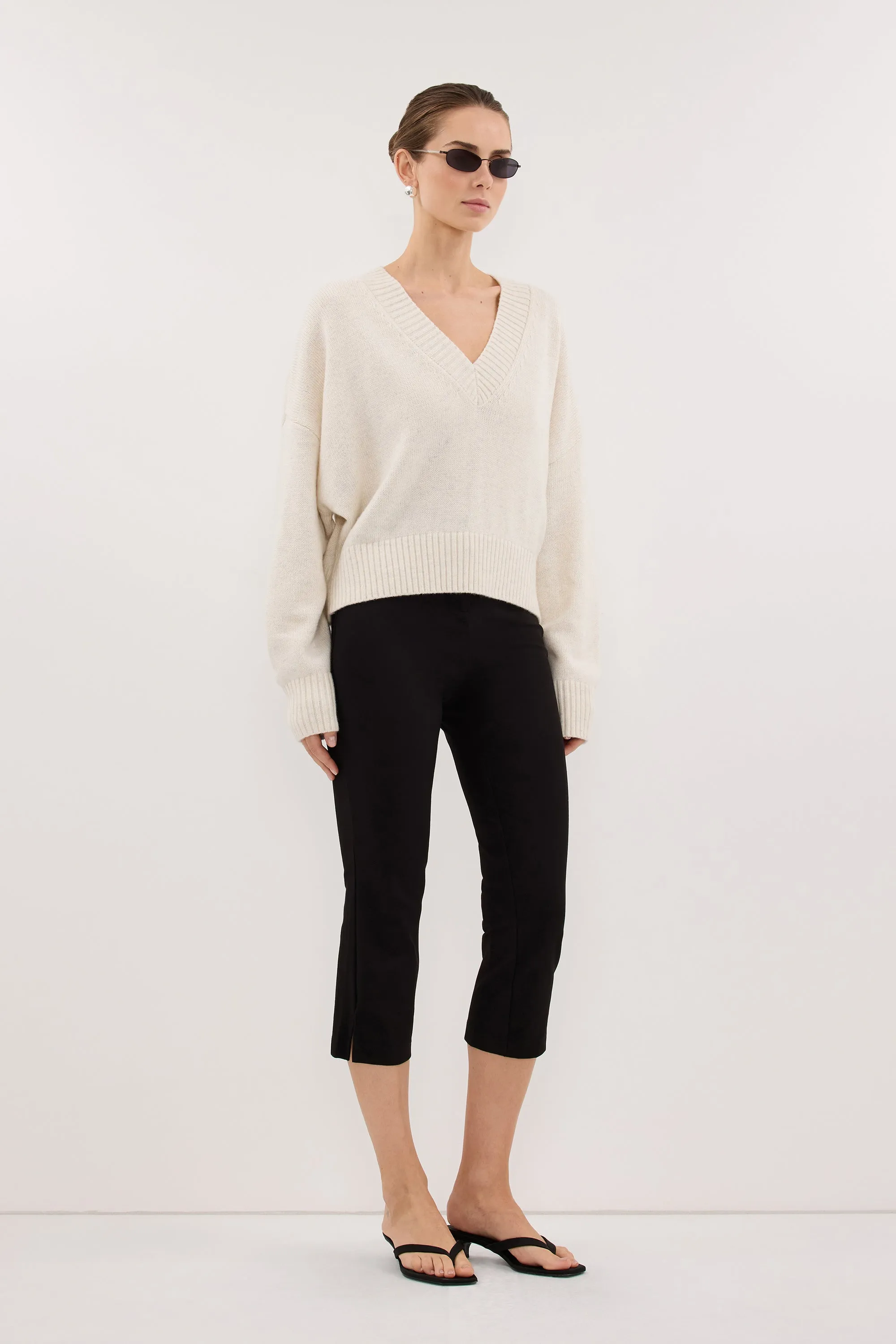 ZELLA IVORY V NECK KNIT JUMPER sold by Dissh product image thumbnail 3