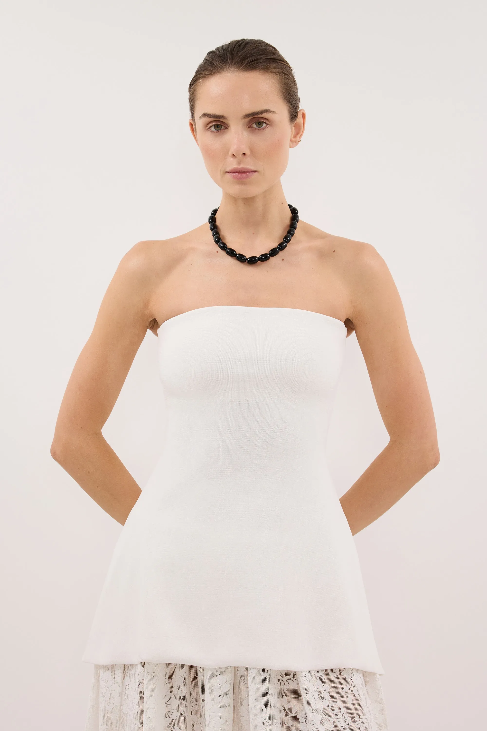 COCO OFF WHITE LONGLINE BANDEAU KNIT TOP sold by Dissh product image thumbnail 2
