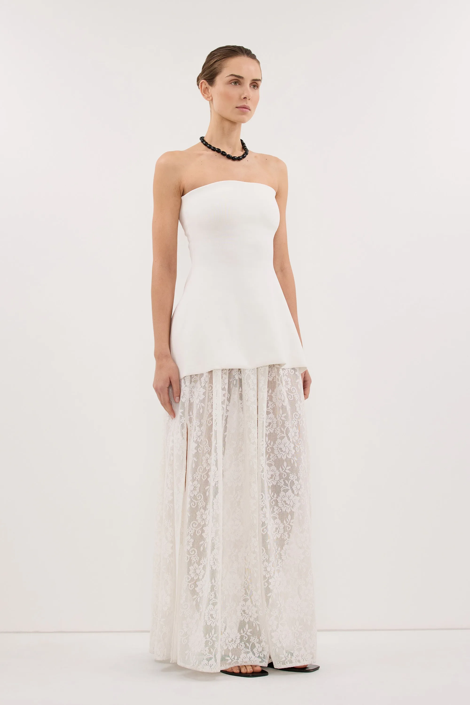 COCO OFF WHITE LONGLINE BANDEAU KNIT TOP sold by Dissh product image thumbnail 4