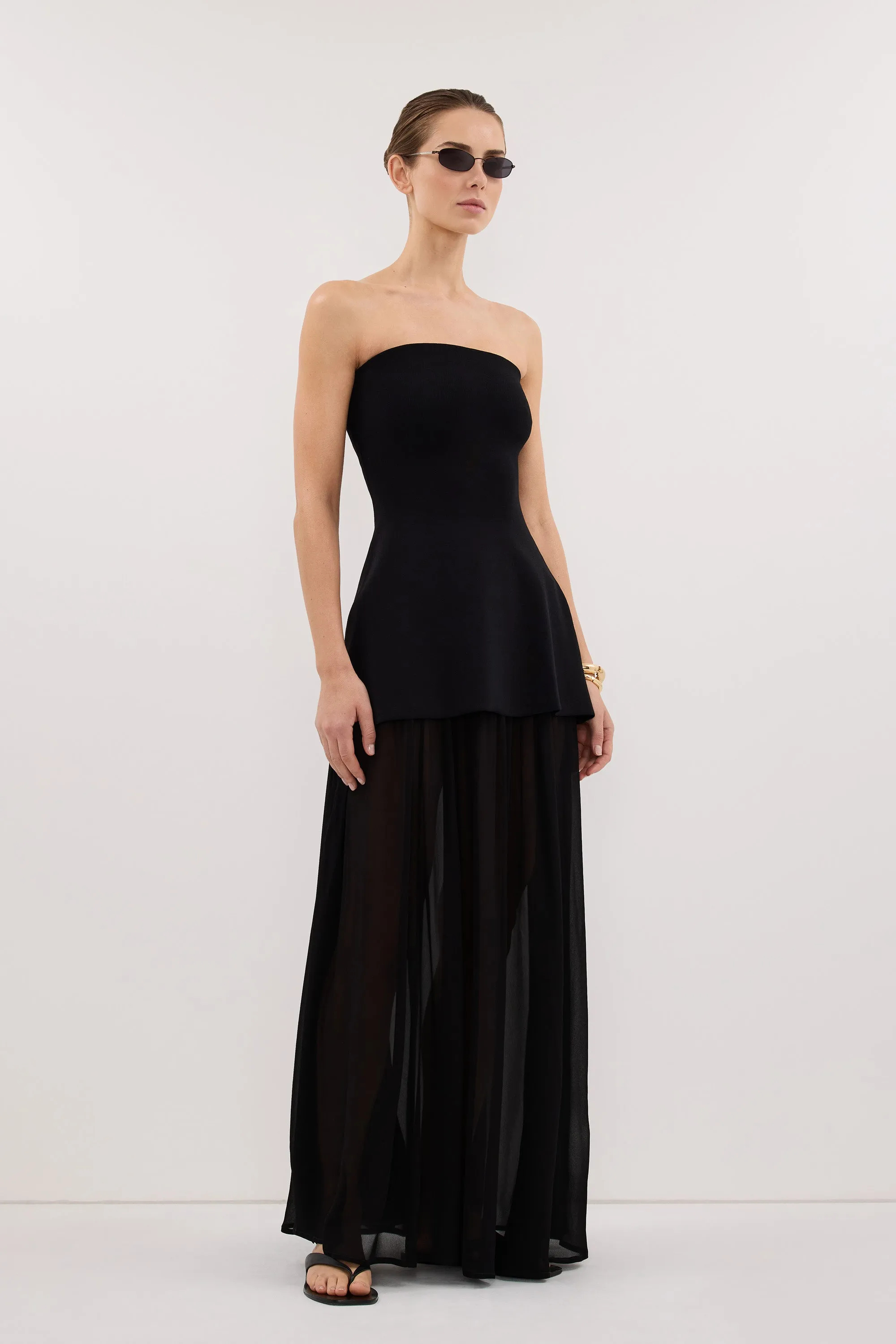 COCO BLACK LONGLINE BANDEAU KNIT TOP sold by Dissh product image thumbnail 4