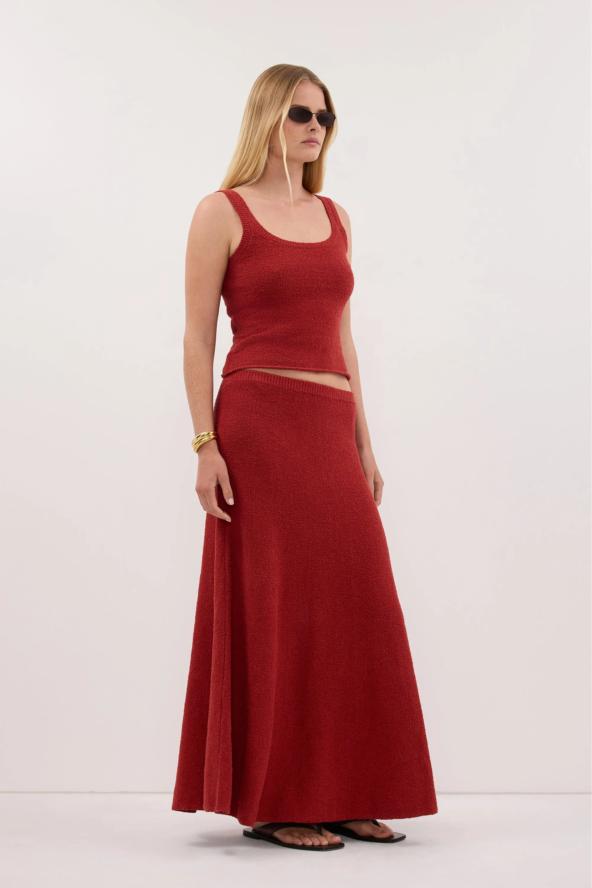 HARRIET BURNT RED KNIT MAXI SKIRT sold by Dissh product image thumbnail 3