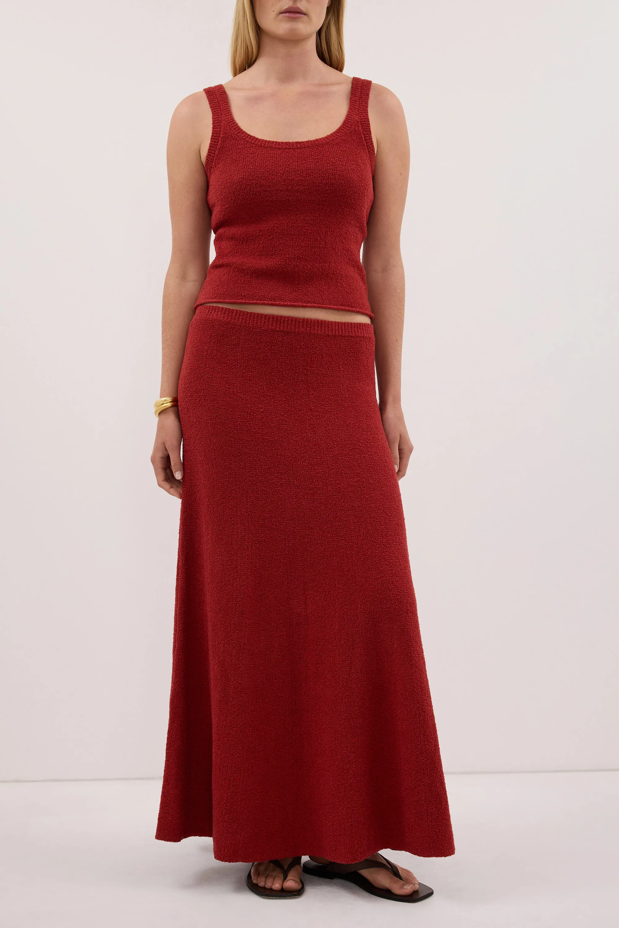 HARRIET BURNT RED KNIT MAXI SKIRT sold by Dissh product image thumbnail 2