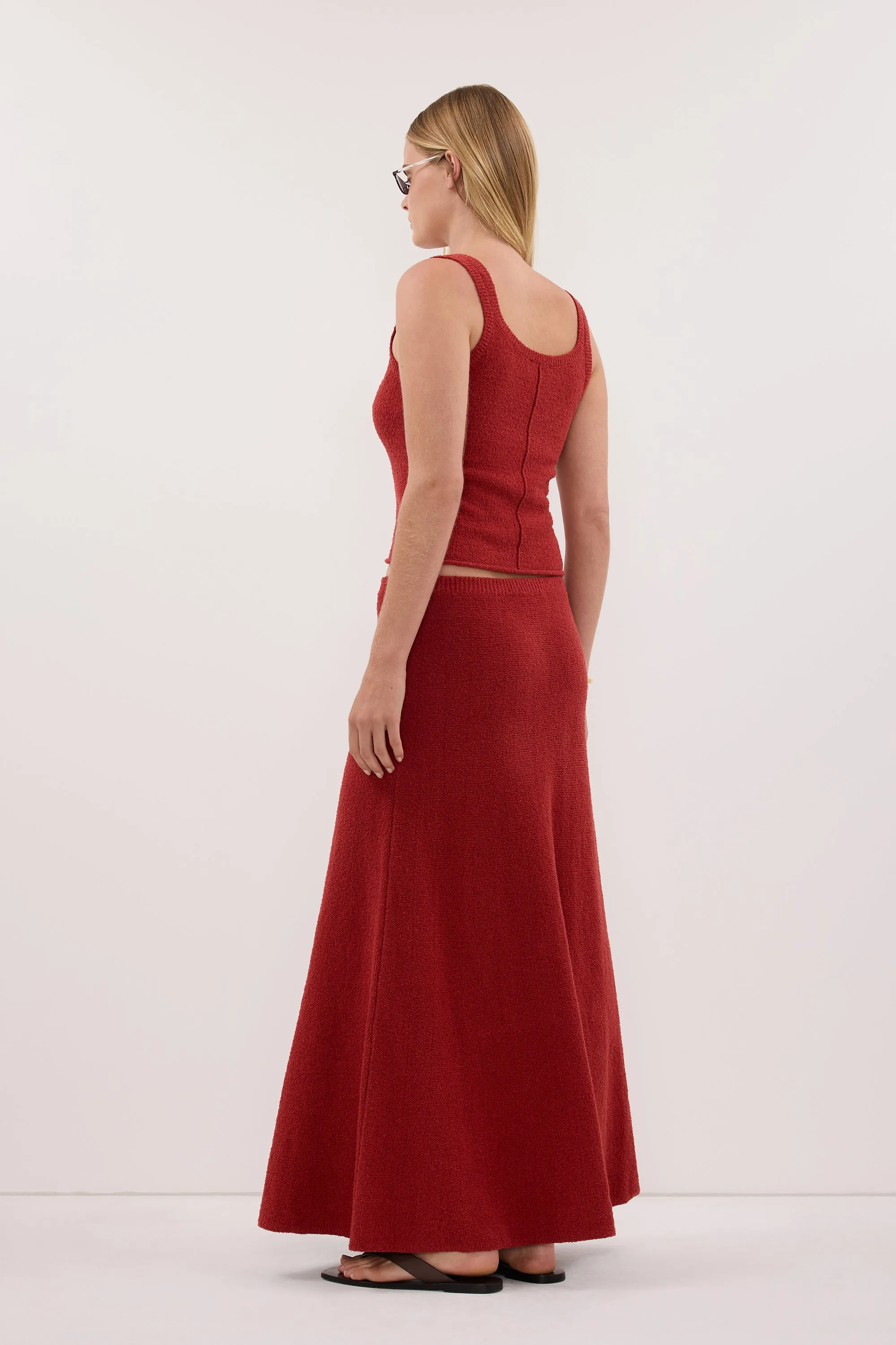 HARRIET BURNT RED KNIT MAXI SKIRT sold by Dissh product image thumbnail 4