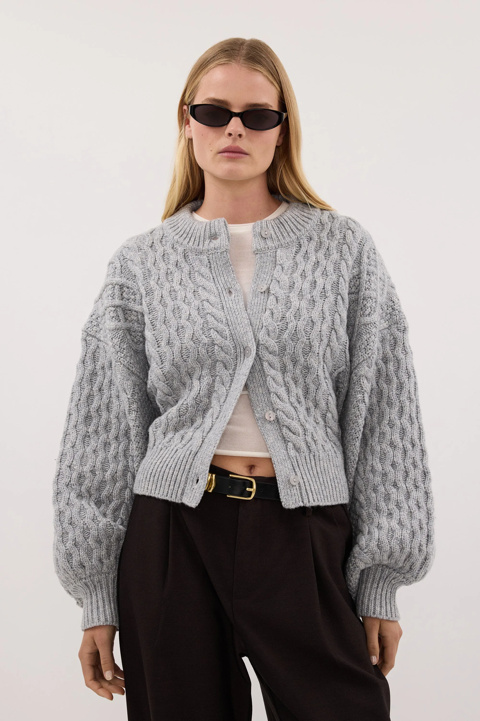 CARMEN SILVER CABLE KNIT CARDIGAN sold by Dissh product image thumbnail 2