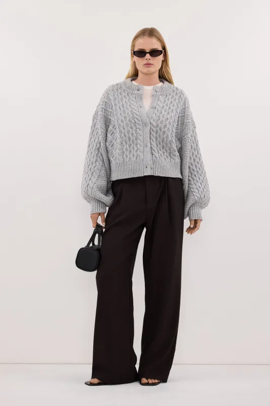 CARMEN SILVER CABLE KNIT CARDIGAN made by Dissh
