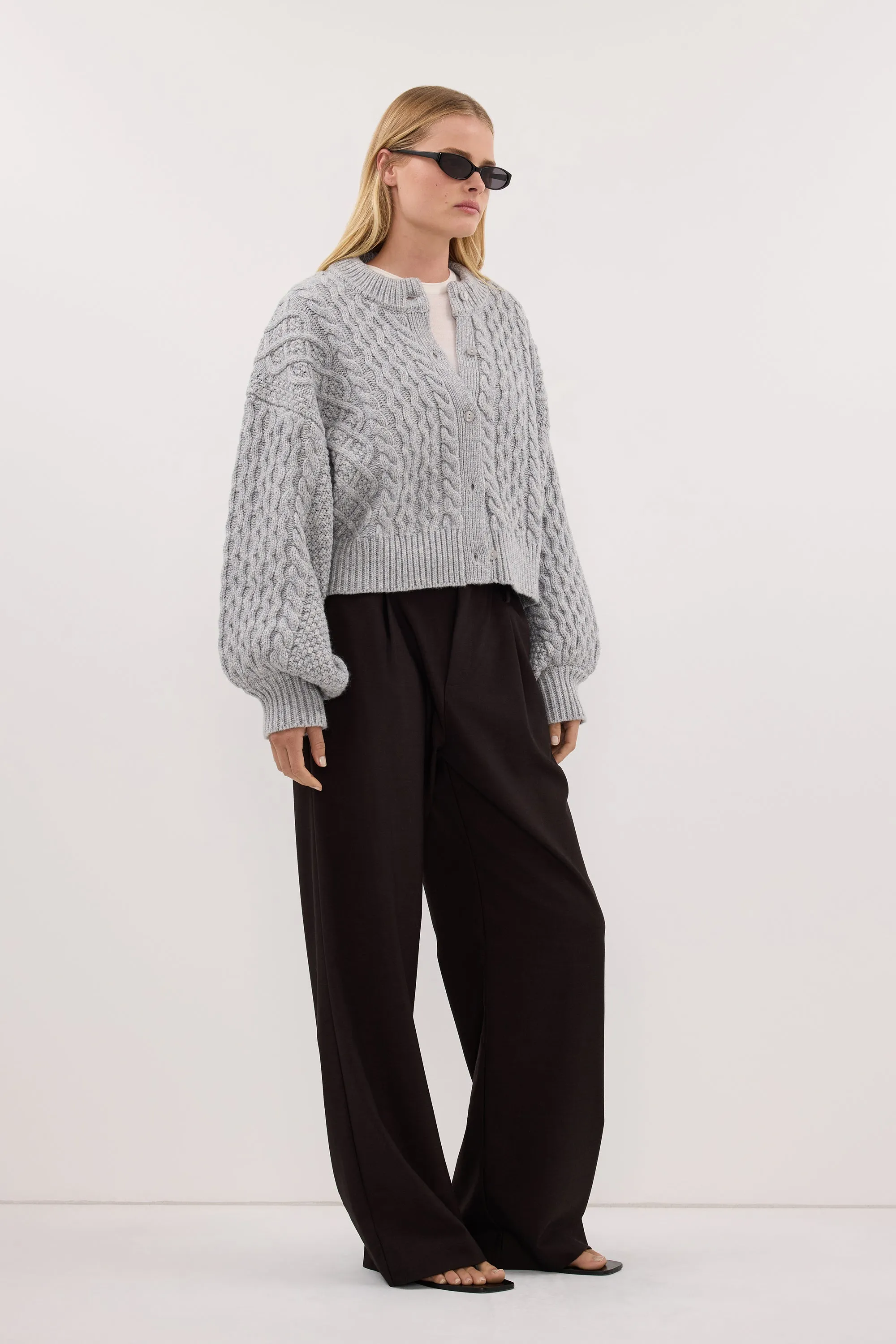 CARMEN SILVER CABLE KNIT CARDIGAN sold by Dissh product image thumbnail 3
