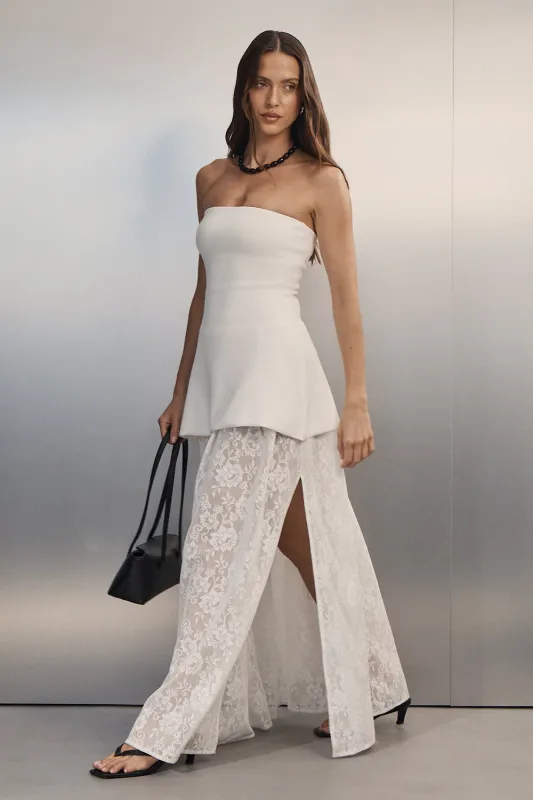 ANYA WHITE LACE MAXI SKIRT made by Dissh