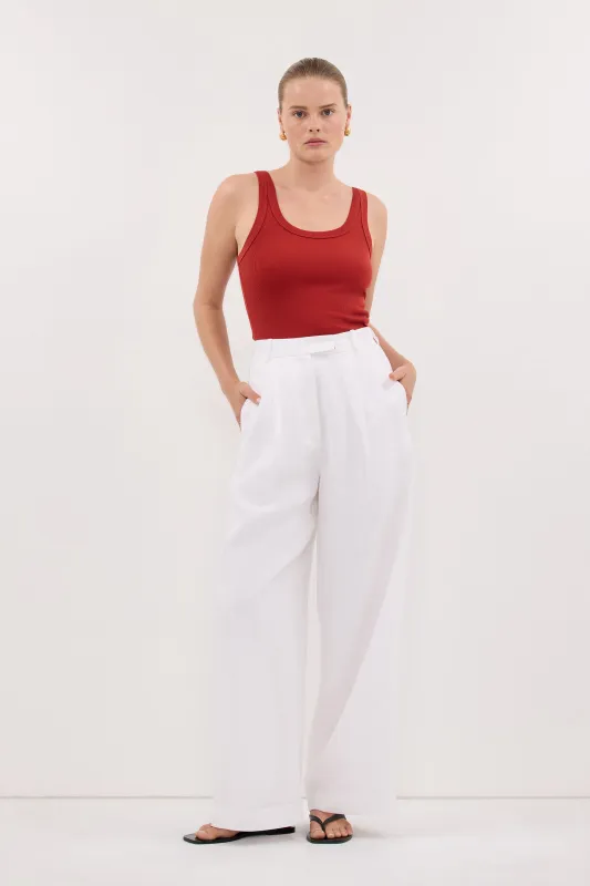 PHOEBE BURNT RED SCOOP NECK TANK TOP made by Dissh