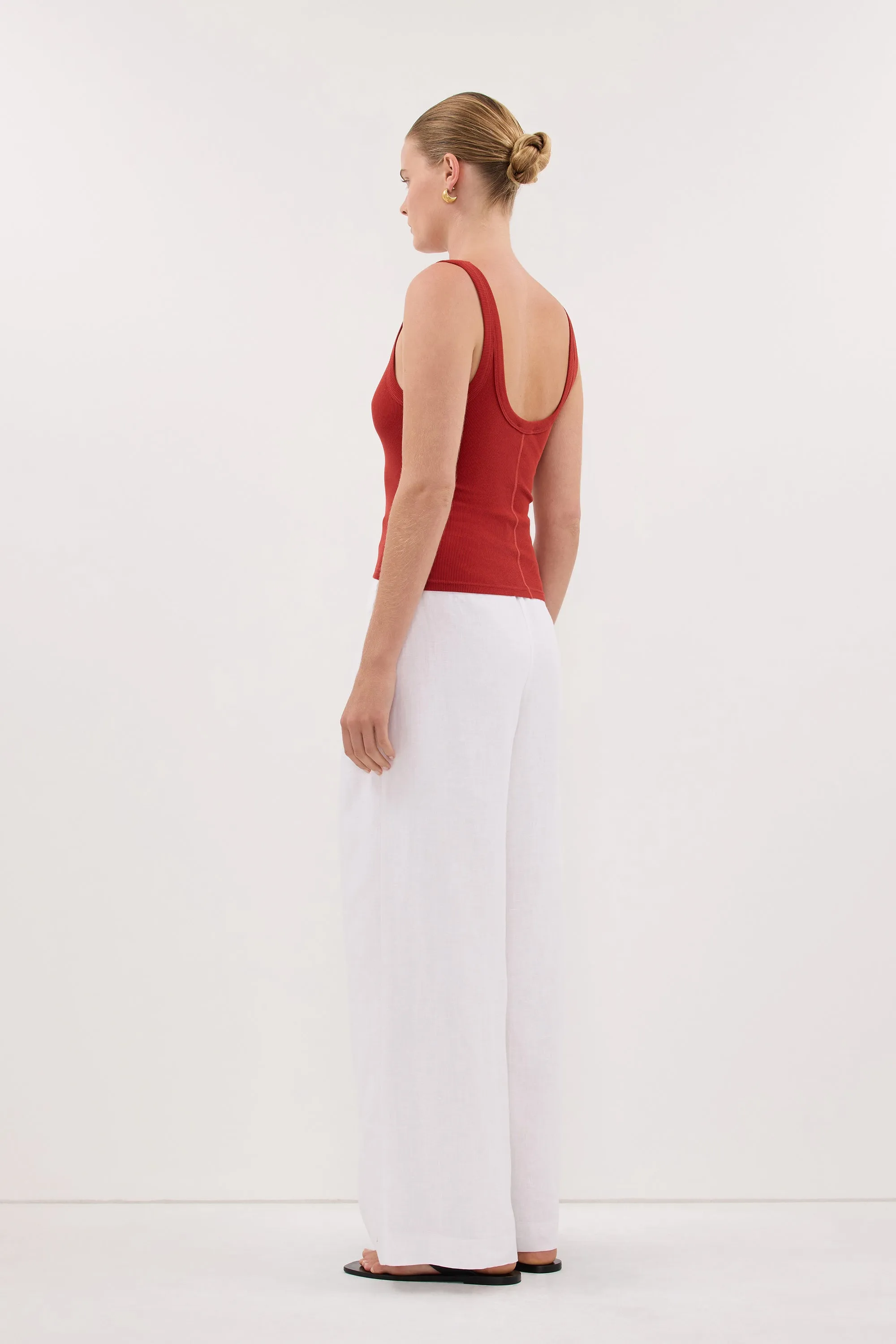 PHOEBE BURNT RED SCOOP NECK TANK TOP sold by Dissh product image thumbnail 4