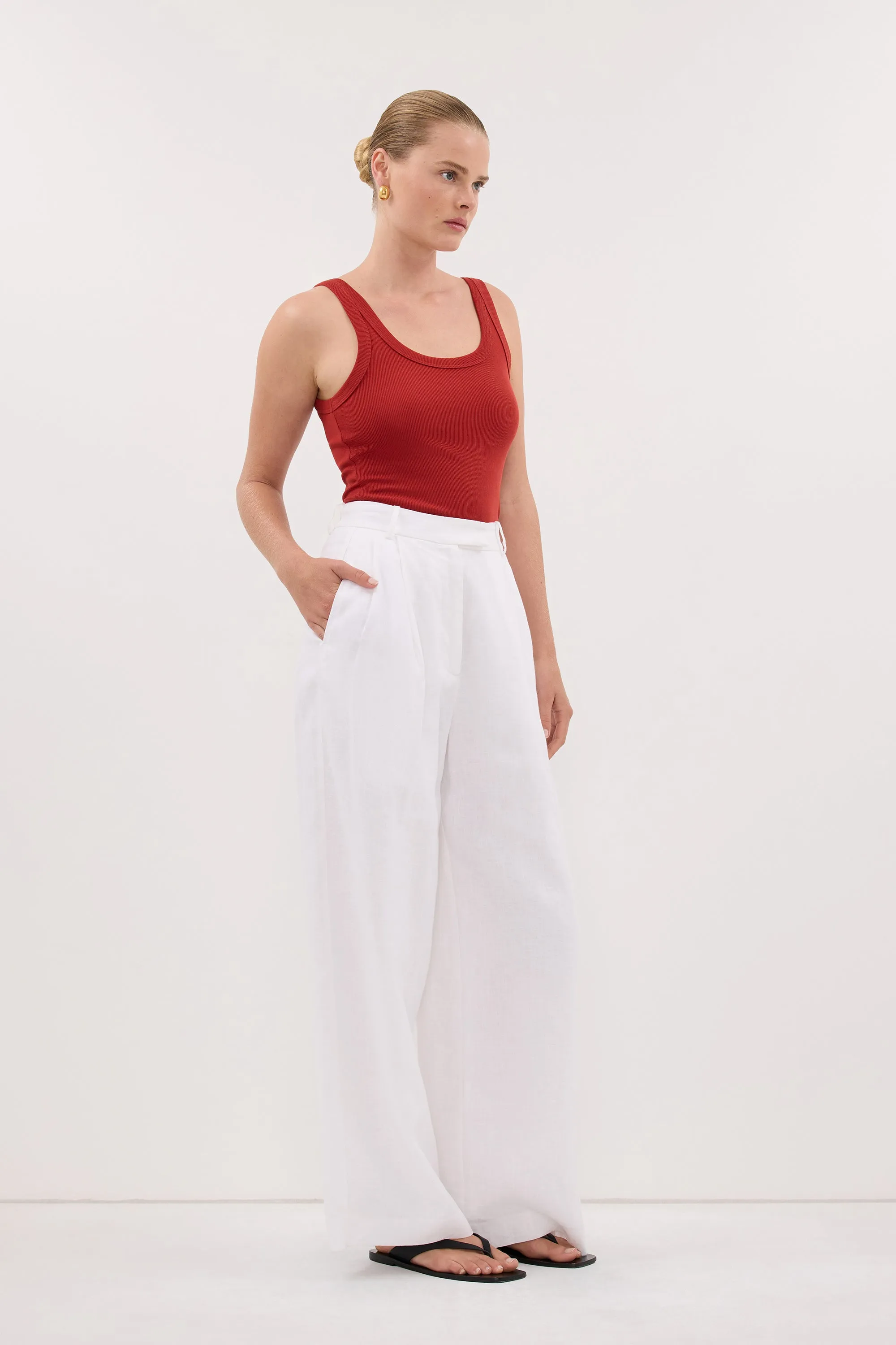 PHOEBE BURNT RED SCOOP NECK TANK TOP sold by Dissh product image thumbnail 3