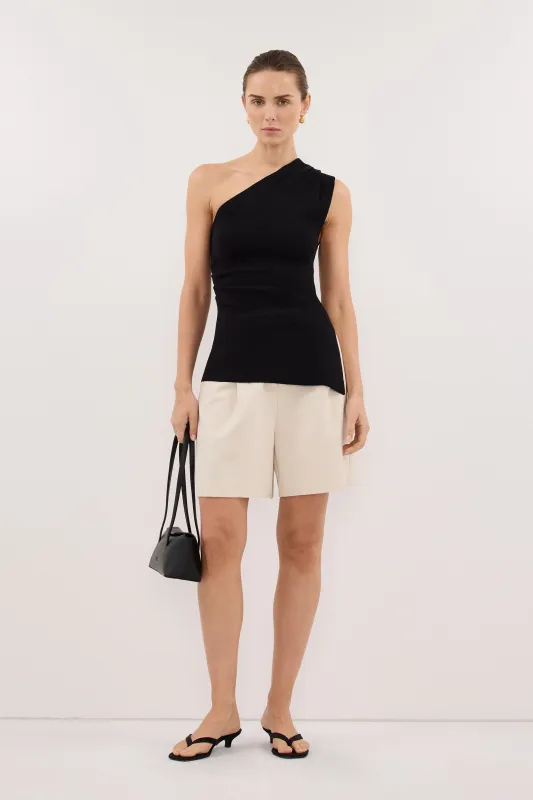 BRYNN BLACK ONE SHOULDER KNIT TOP made by Dissh