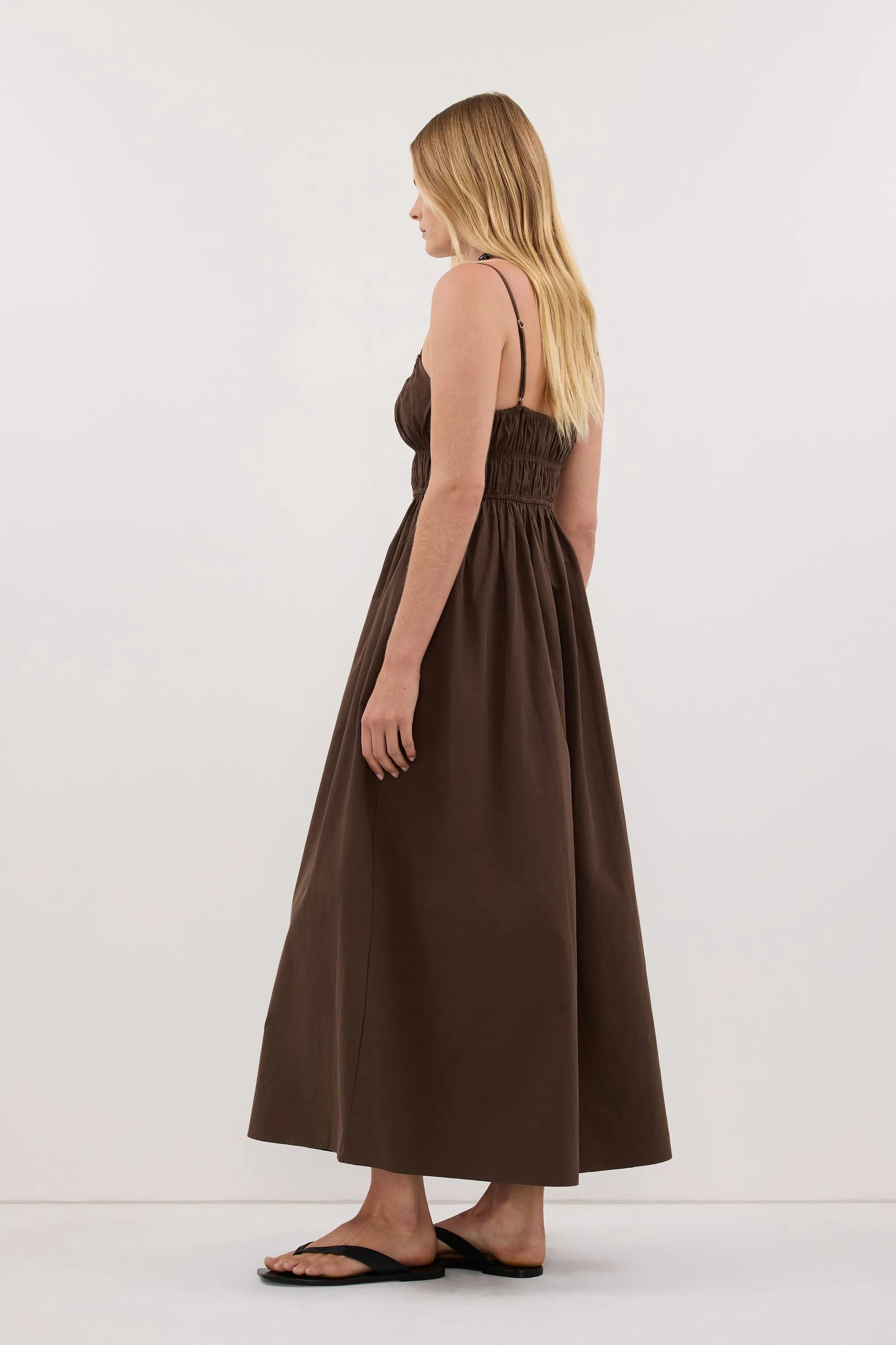 ZAHARA BITTER CHOC COTTON MIDI DRESS sold by Dissh product image thumbnail 4