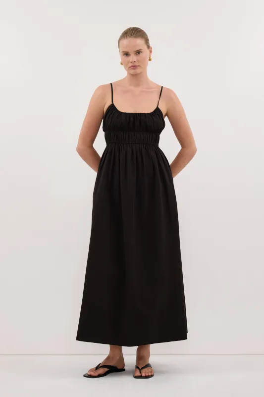ZAHARA BLACK COTTON MIDI DRESS made by Dissh