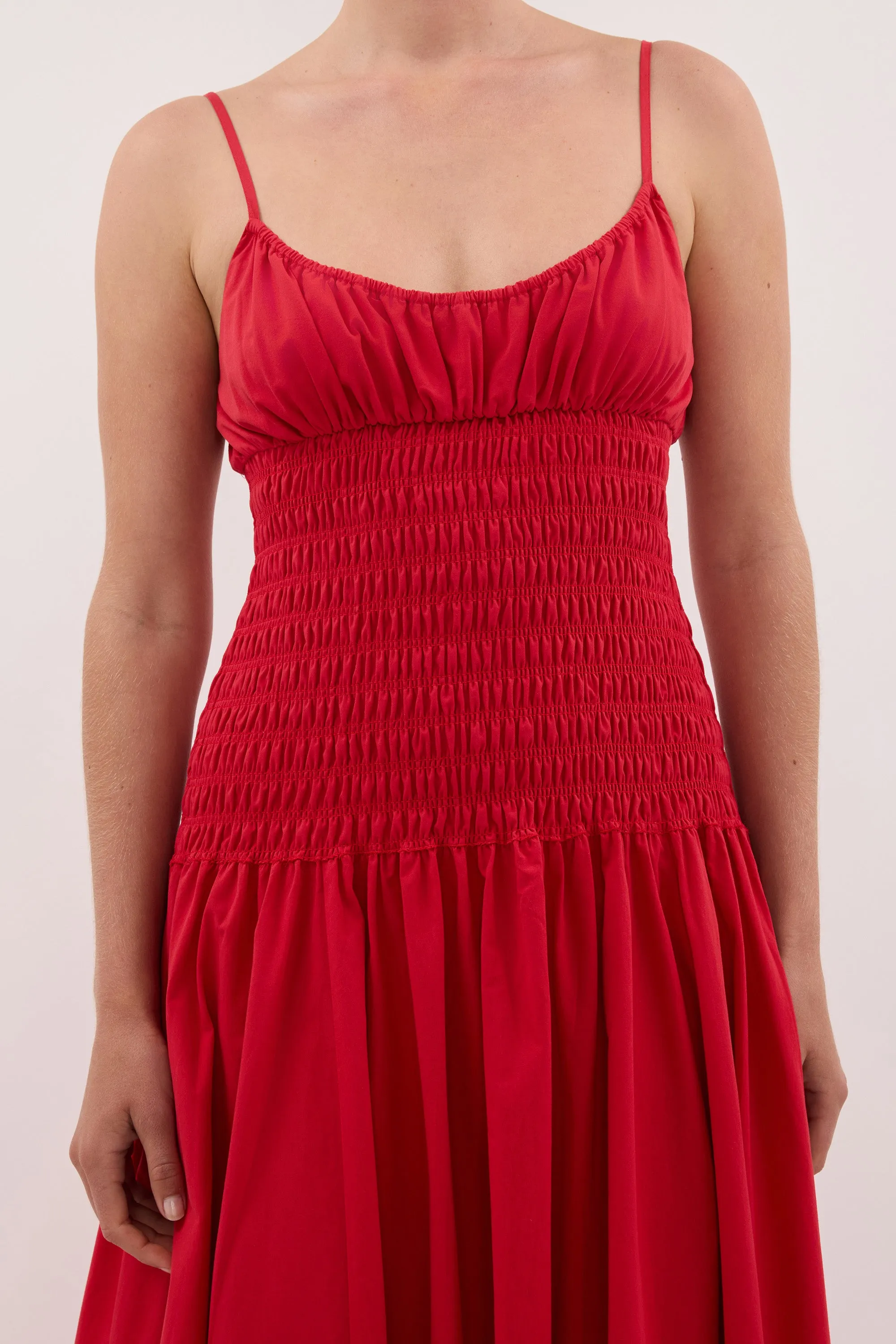 PALOMA RED COTTON MIDI DRESS sold by Dissh product image thumbnail 5
