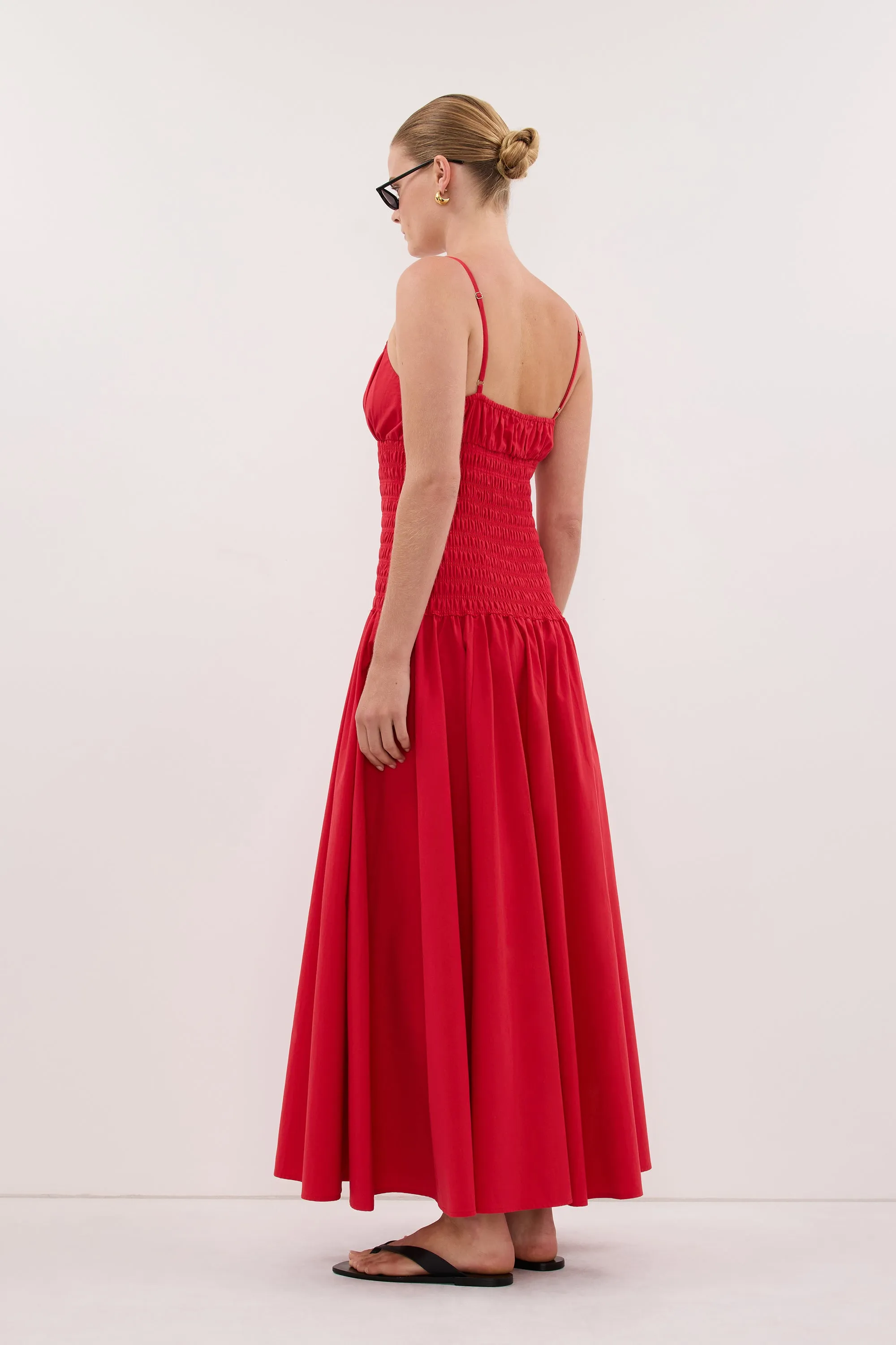PALOMA RED COTTON MIDI DRESS sold by Dissh product image thumbnail 4