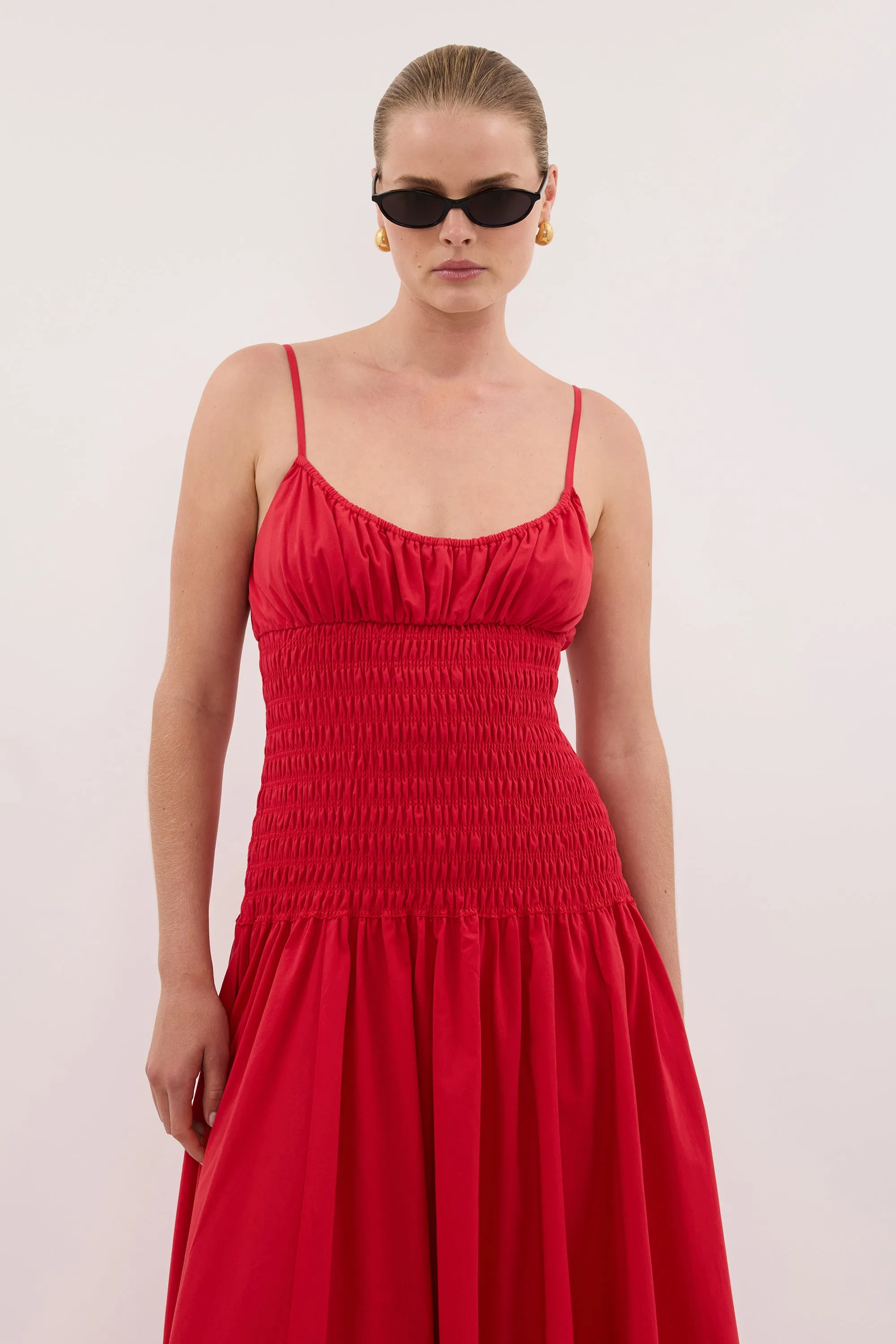 PALOMA RED COTTON MIDI DRESS sold by Dissh product image thumbnail 2