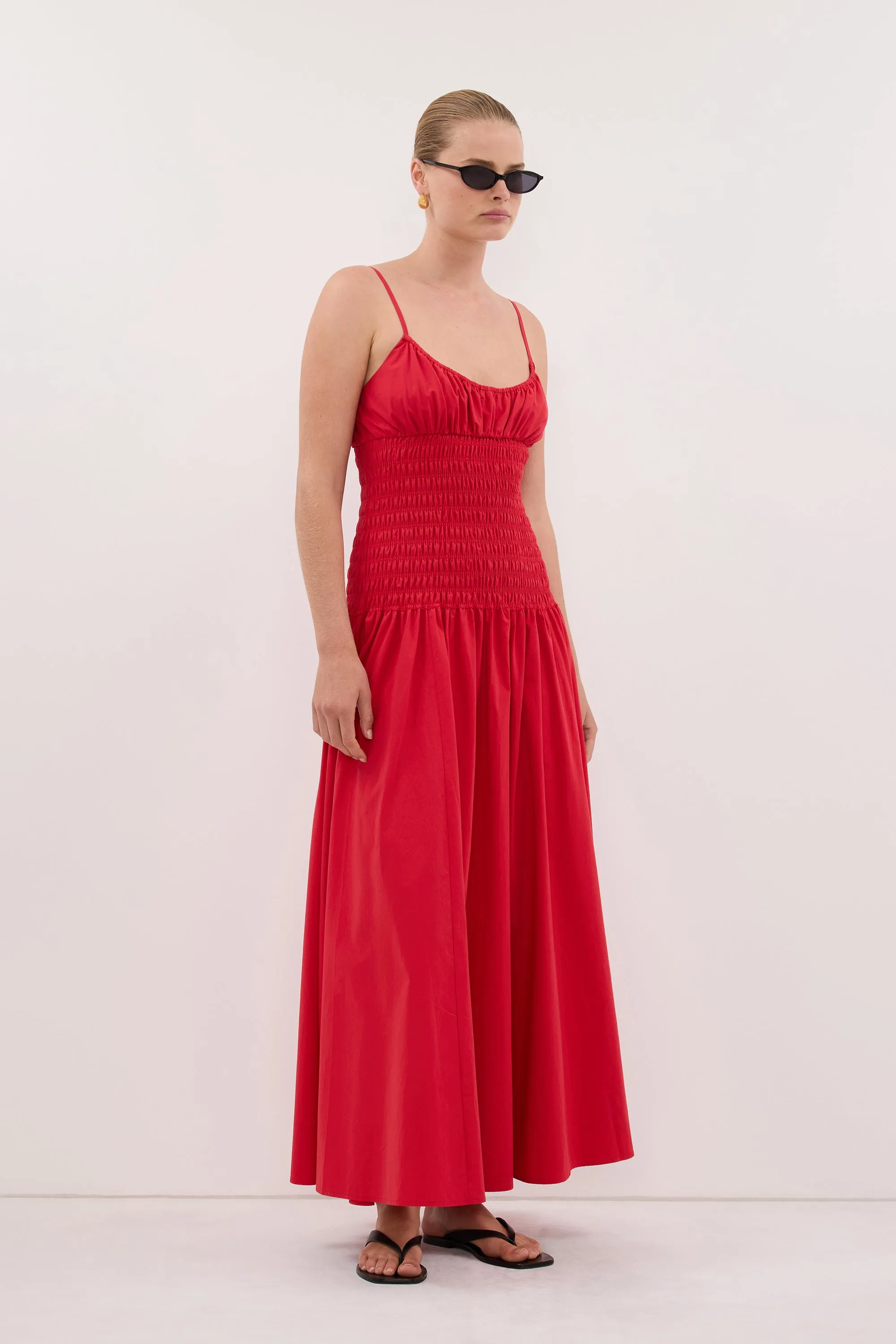 PALOMA RED COTTON MIDI DRESS sold by Dissh product image thumbnail 3