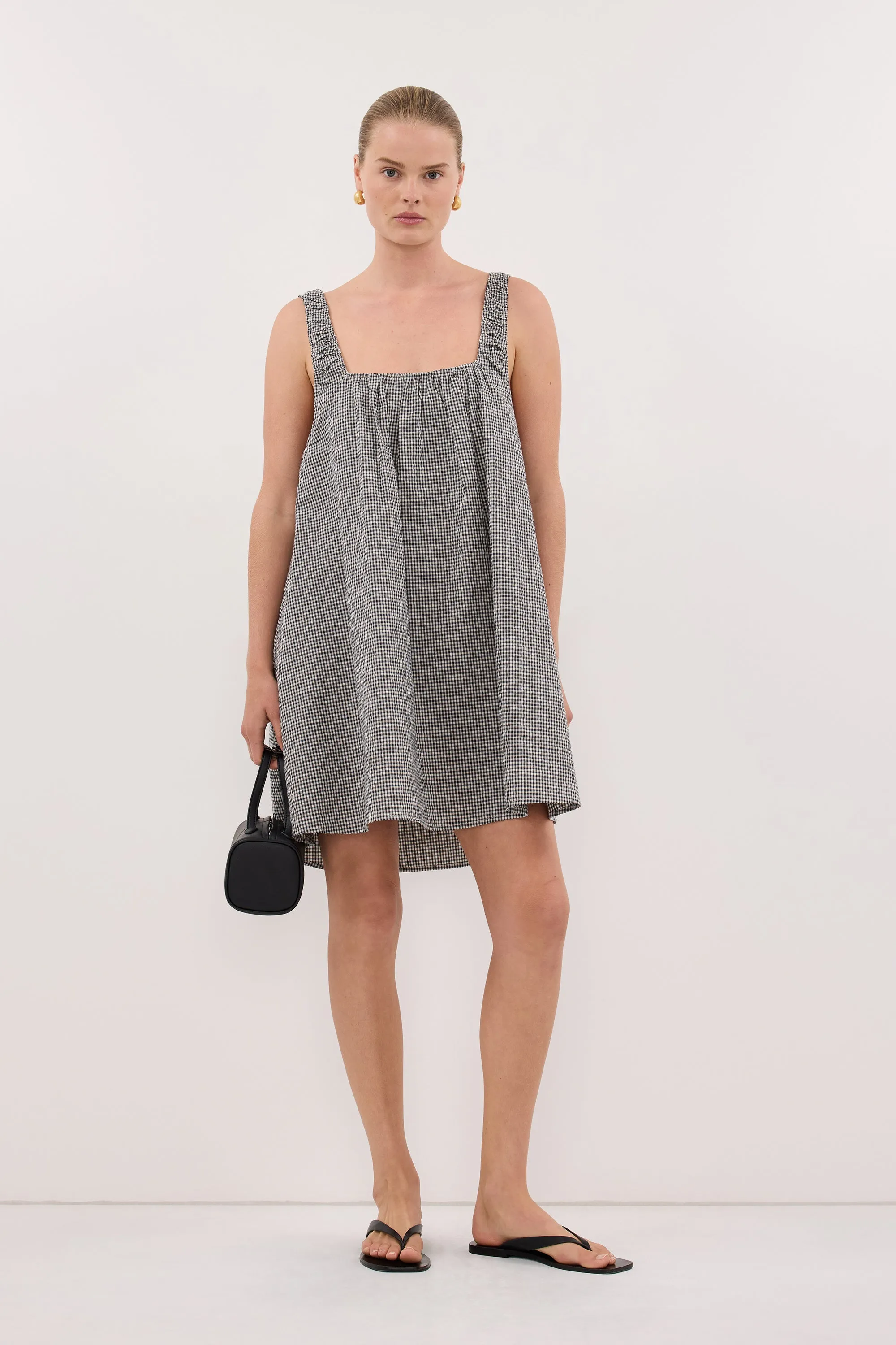 BRIONA GINGHAM COTTON MINI DRESS sold by Dissh