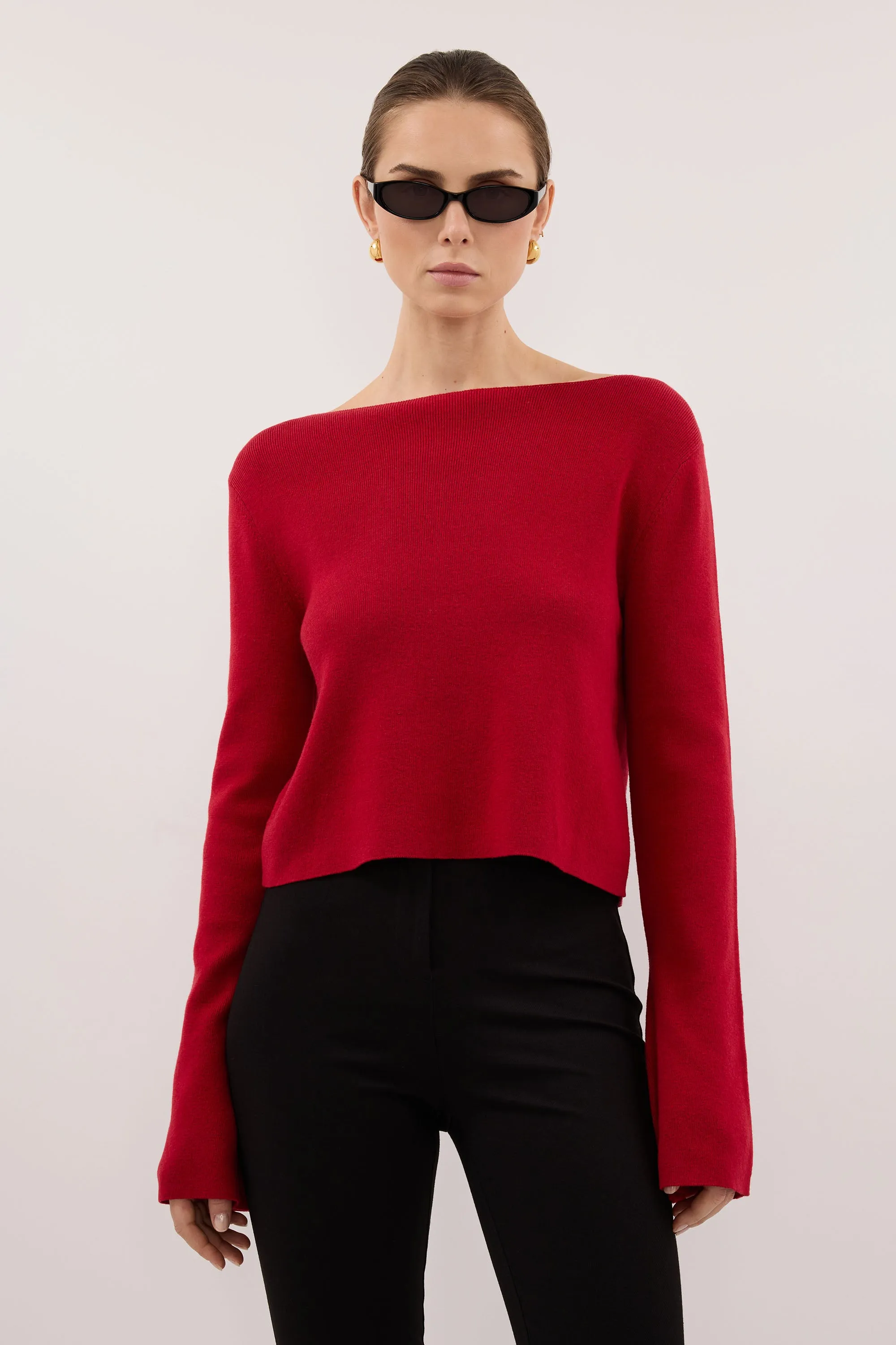 ILLARIA BURNT RED WIDE SLEEVE KNIT TOP sold by Dissh product image thumbnail 2