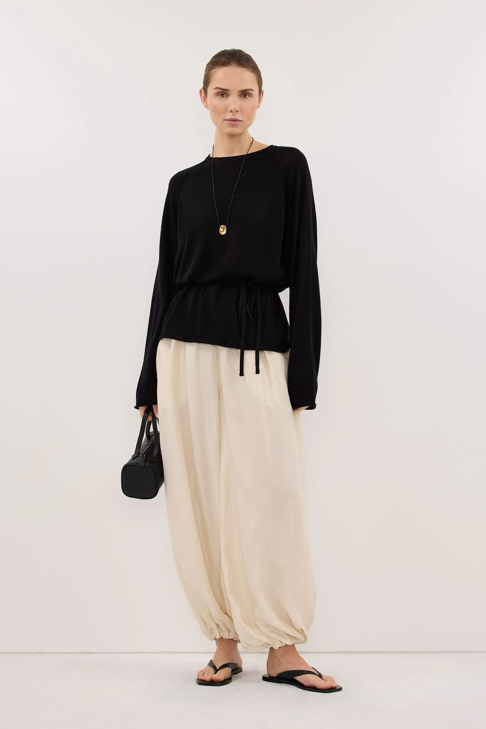 DUKE BLACK TIE MERINO KNIT TOP sold by Dissh