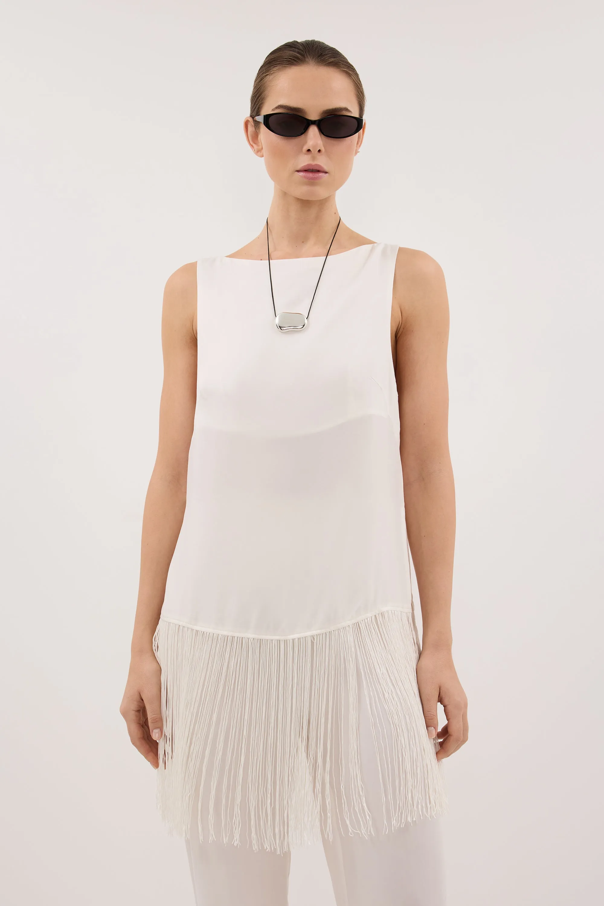 FIORA WHITE CUPRO FRINGE TOP sold by Dissh product image thumbnail 2