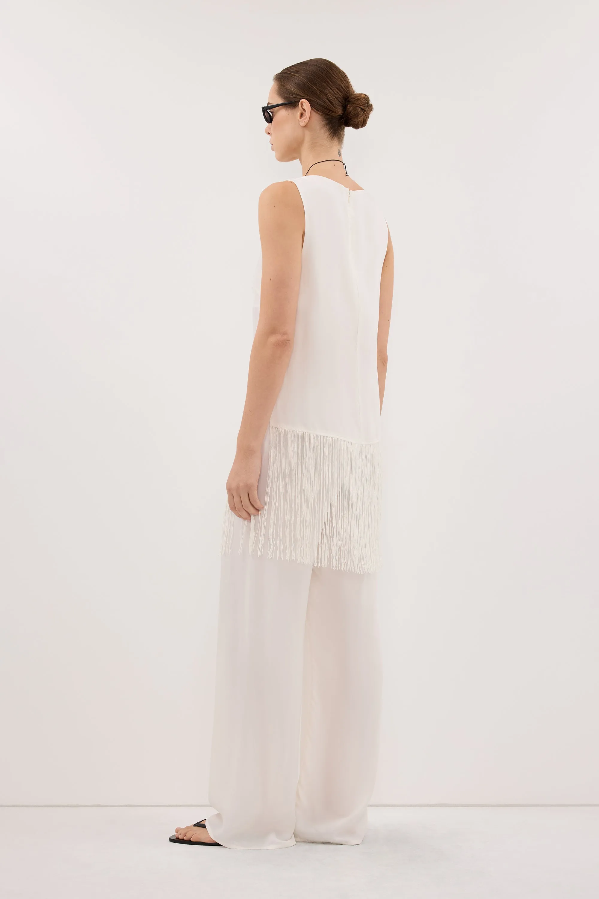 FIORA WHITE CUPRO FRINGE TOP sold by Dissh product image thumbnail 4
