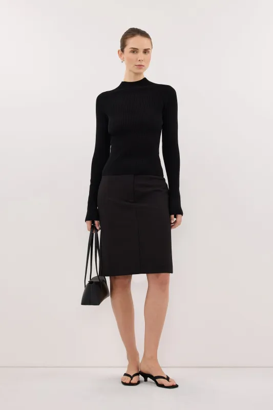 ANGEL BLACK RAGLAN FUNNEL NECK TOP made by Dissh