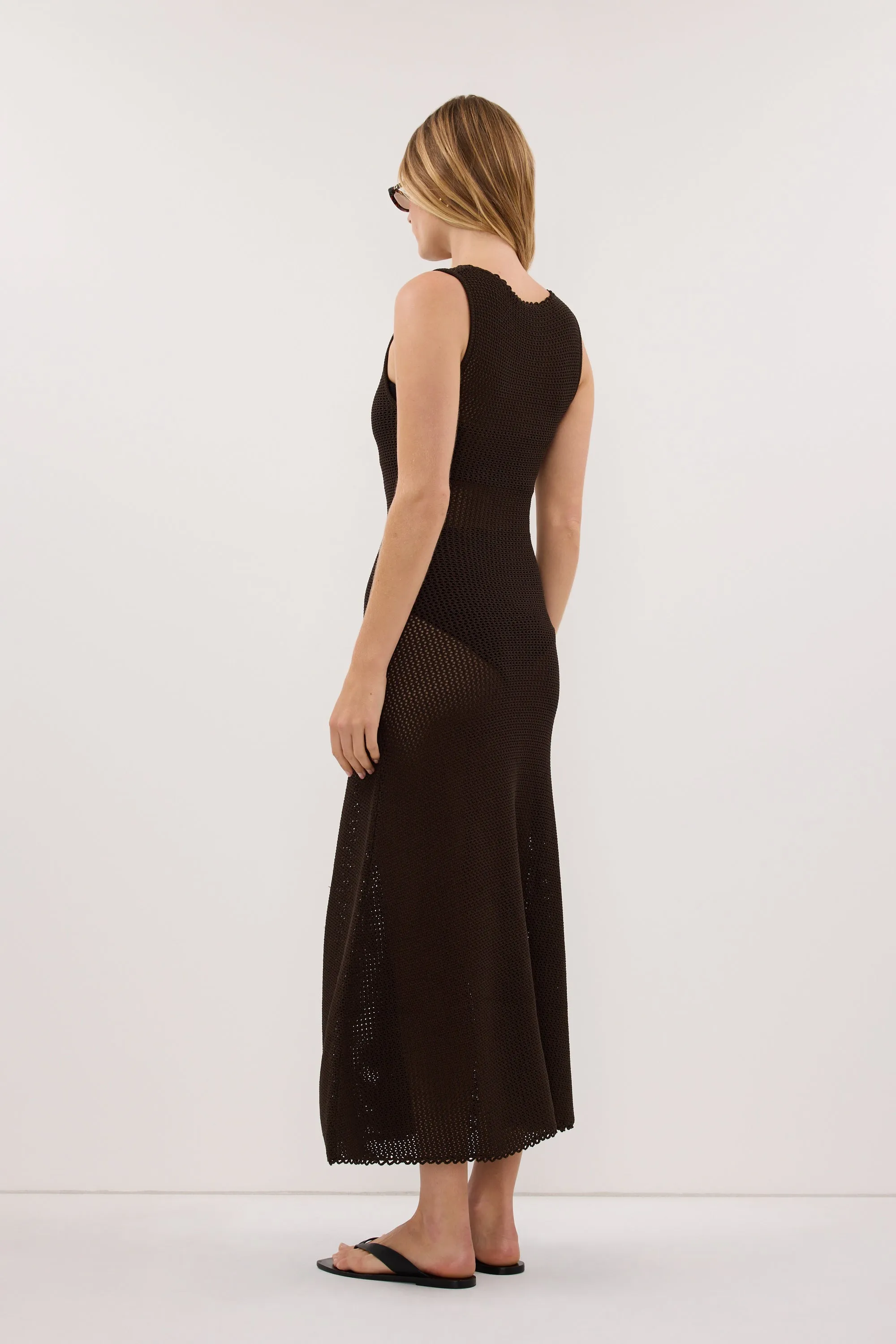 NALIA BLACK OLIVE OPEN KNIT MIDI DRESS sold by Dissh product image thumbnail 4