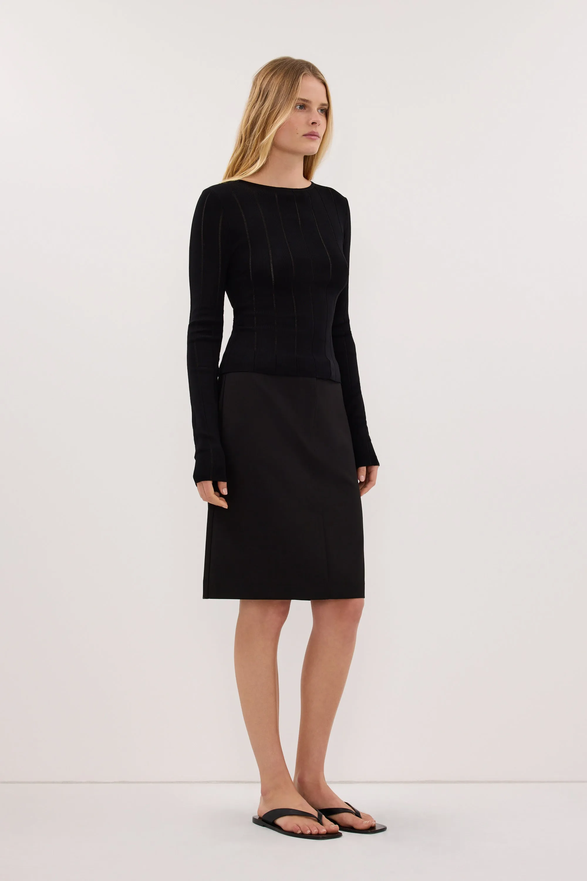 RIDLEY BLACK RIB KNIT TOP sold by Dissh product image thumbnail 3