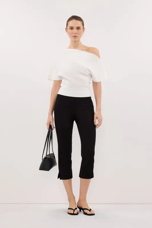 SCARLETT OFF WHITE ASYM KNIT TOP made by Dissh