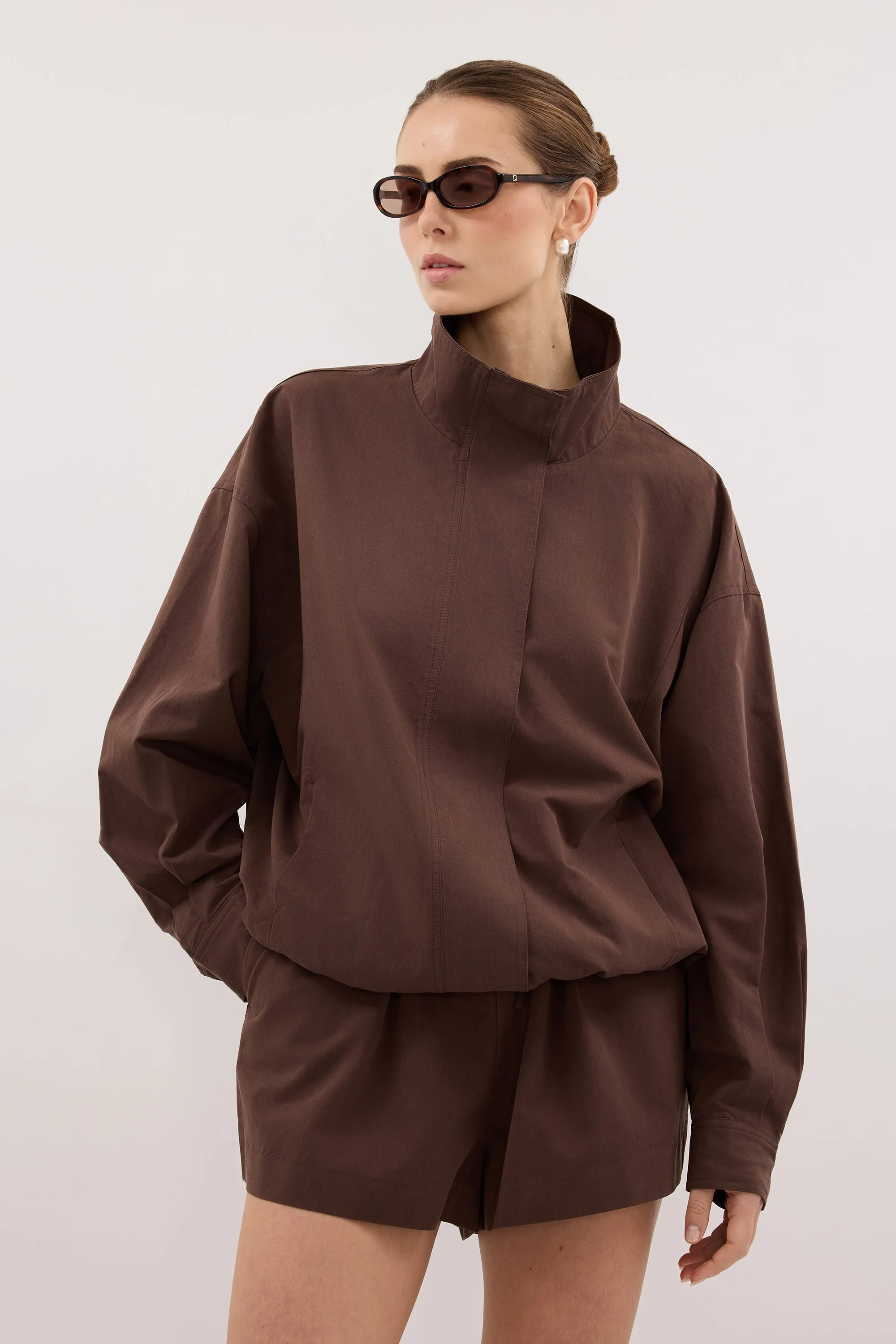 RORY MILK CHOC LIGHTWEIGHT TRACK JACKET sold by Dissh product image thumbnail 2