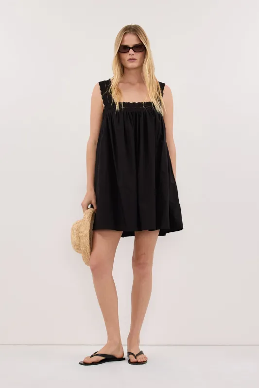 MIRANDA BLACK LACE TRIM MINI DRESS made by Dissh