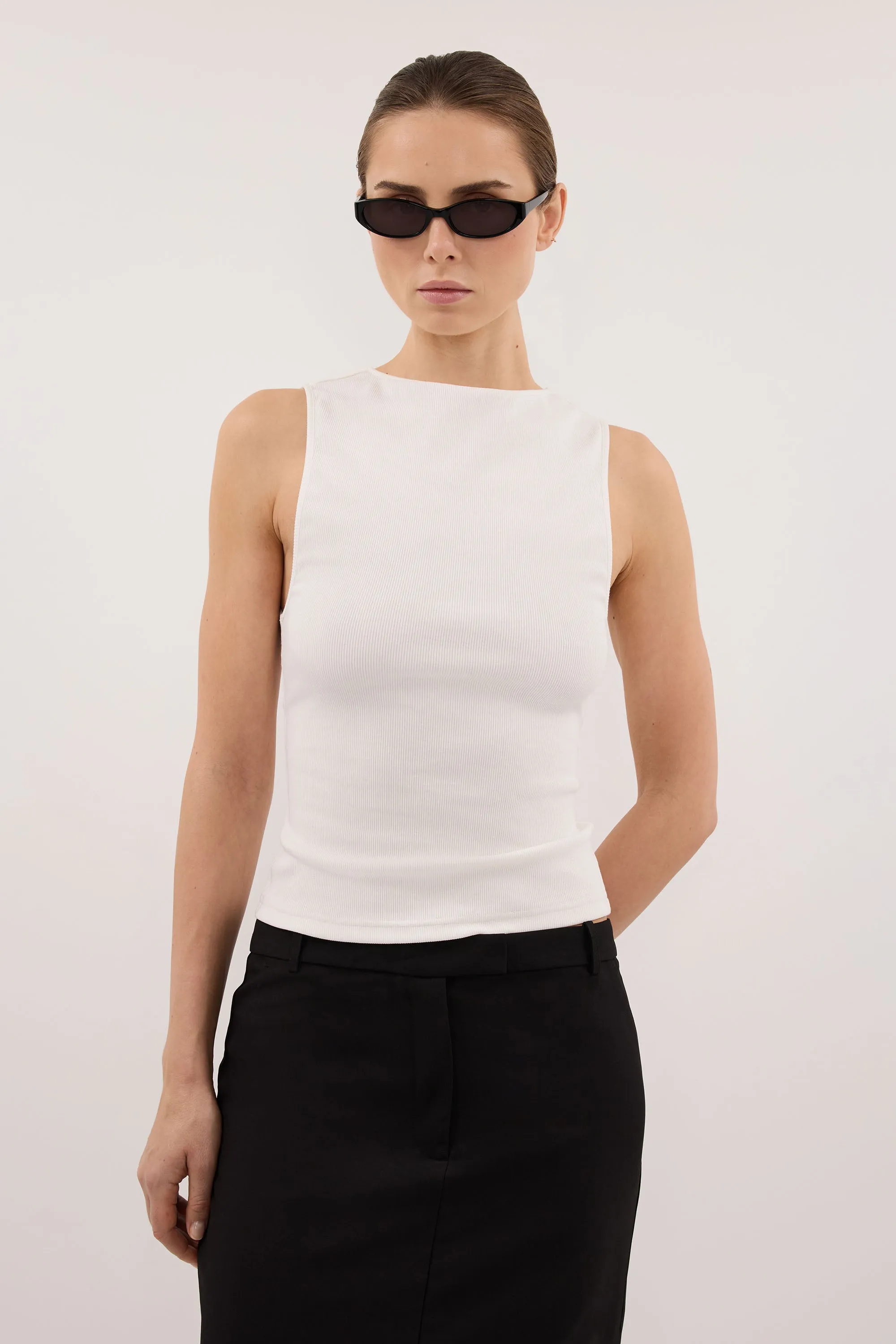 AMARA OFF WHITE BOAT NECK KNIT TANK sold by Dissh product image thumbnail 2
