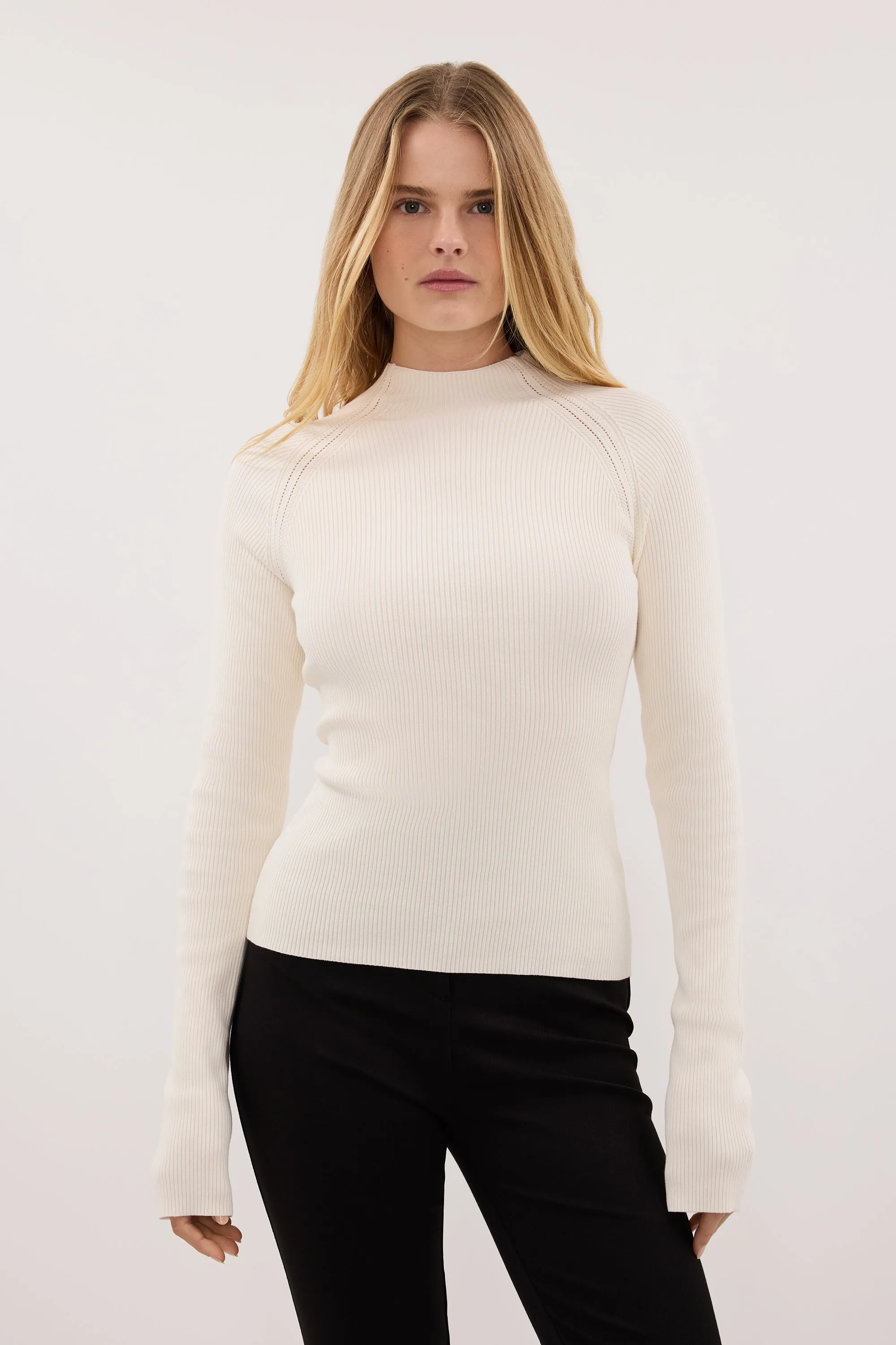 ANGEL CREAM RAGLAN FUNNEL NECK TOP sold by Dissh product image thumbnail 2