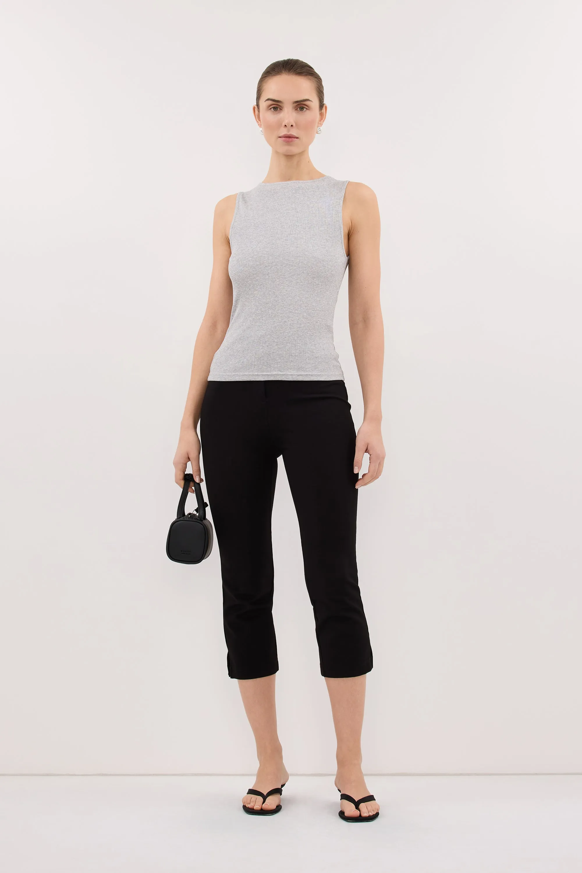 AMARA GREY MARLE BOAT NECK KNIT TANK sold by Dissh